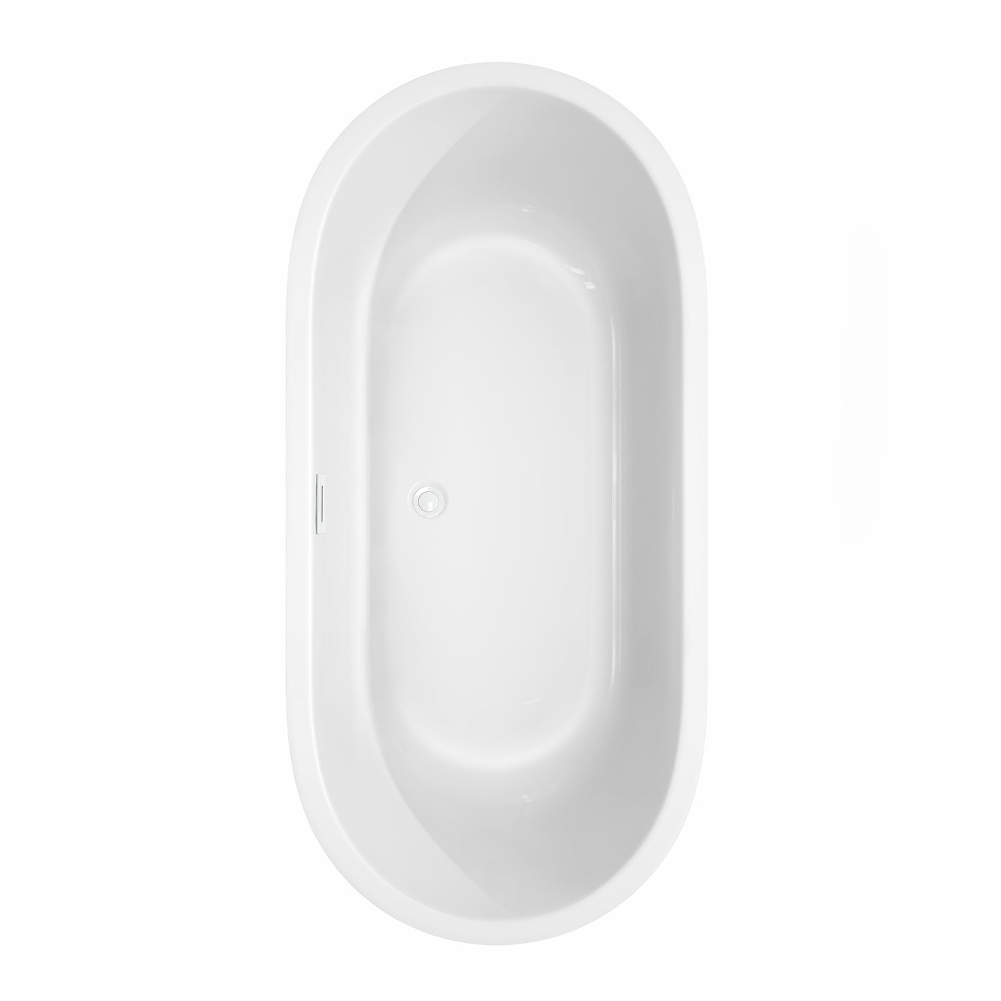 Juliette 67" Freestanding Bathtub in White, Shiny White Drain, Overflow Trim