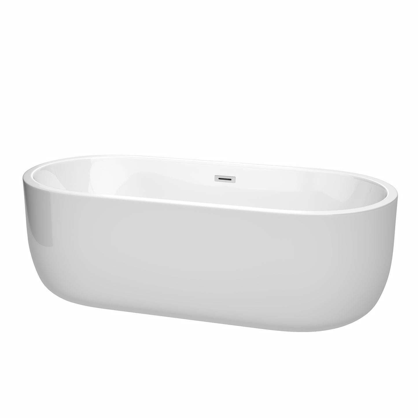 Juliette 71" Freestanding Bathtub in White, Polished Chrome Drain, Overflow Trim