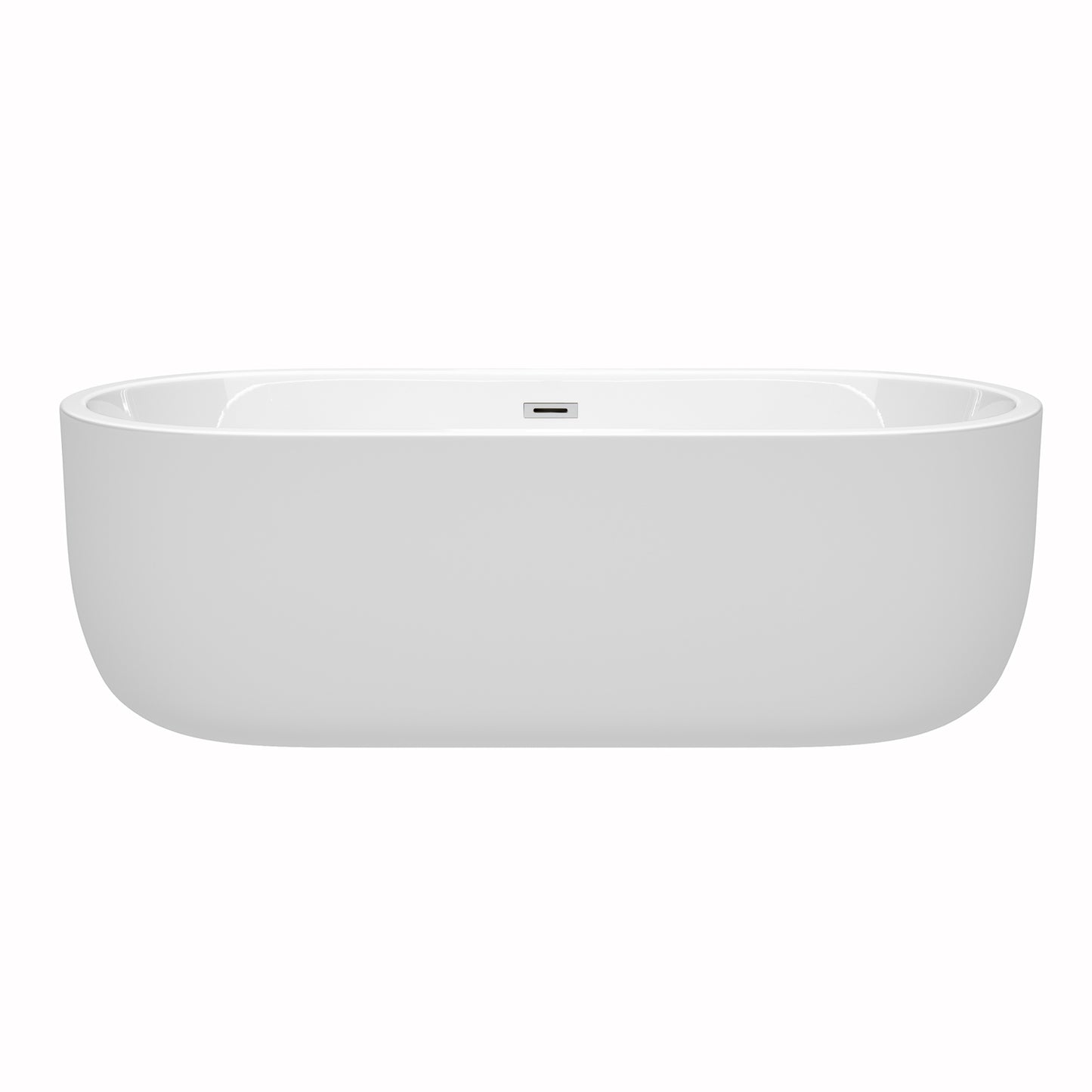 Juliette 71" Freestanding Bathtub in White, Polished Chrome Drain, Overflow Trim