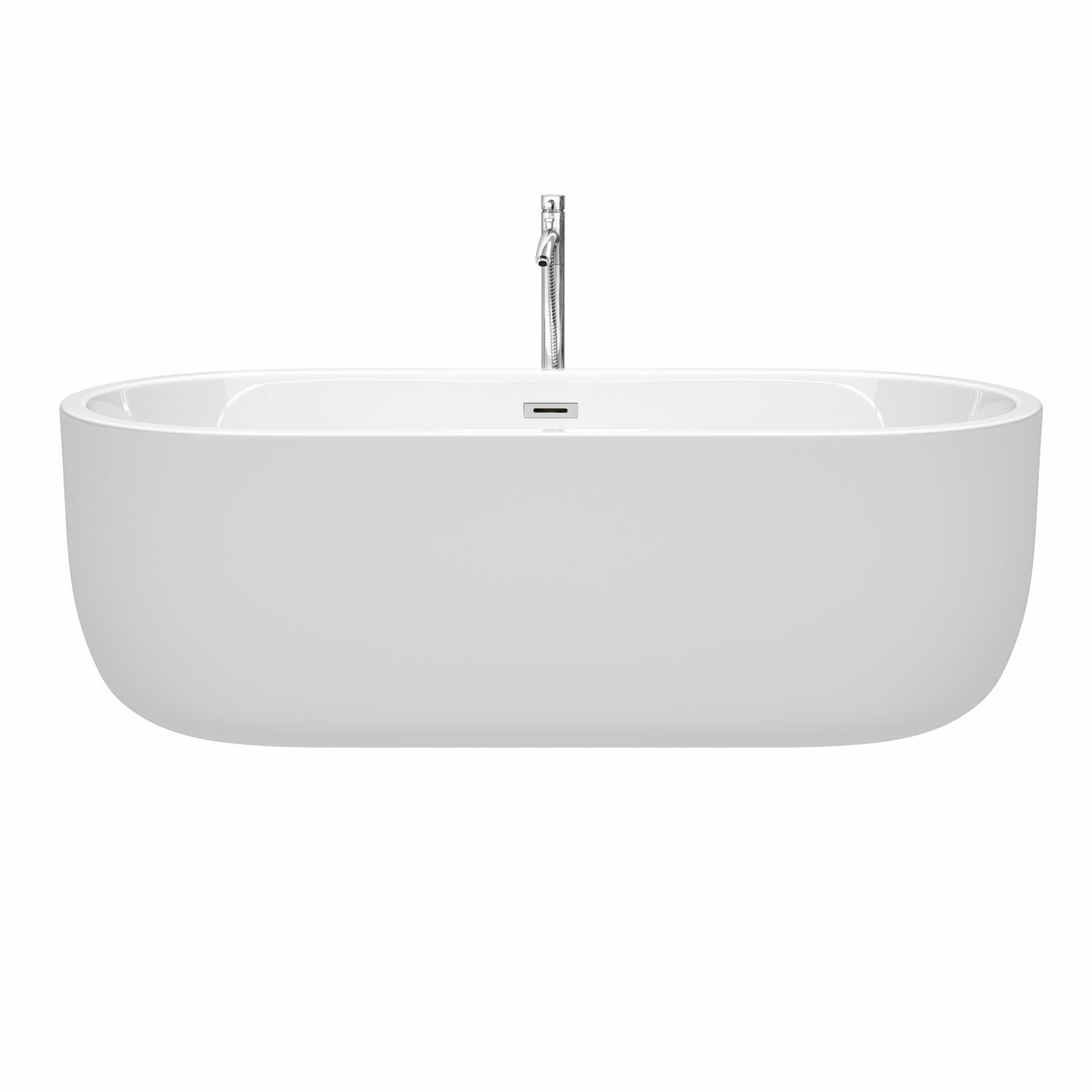 Juliette 71" Freestanding Bathtub in White, Overflow Trim in Polished Chrome