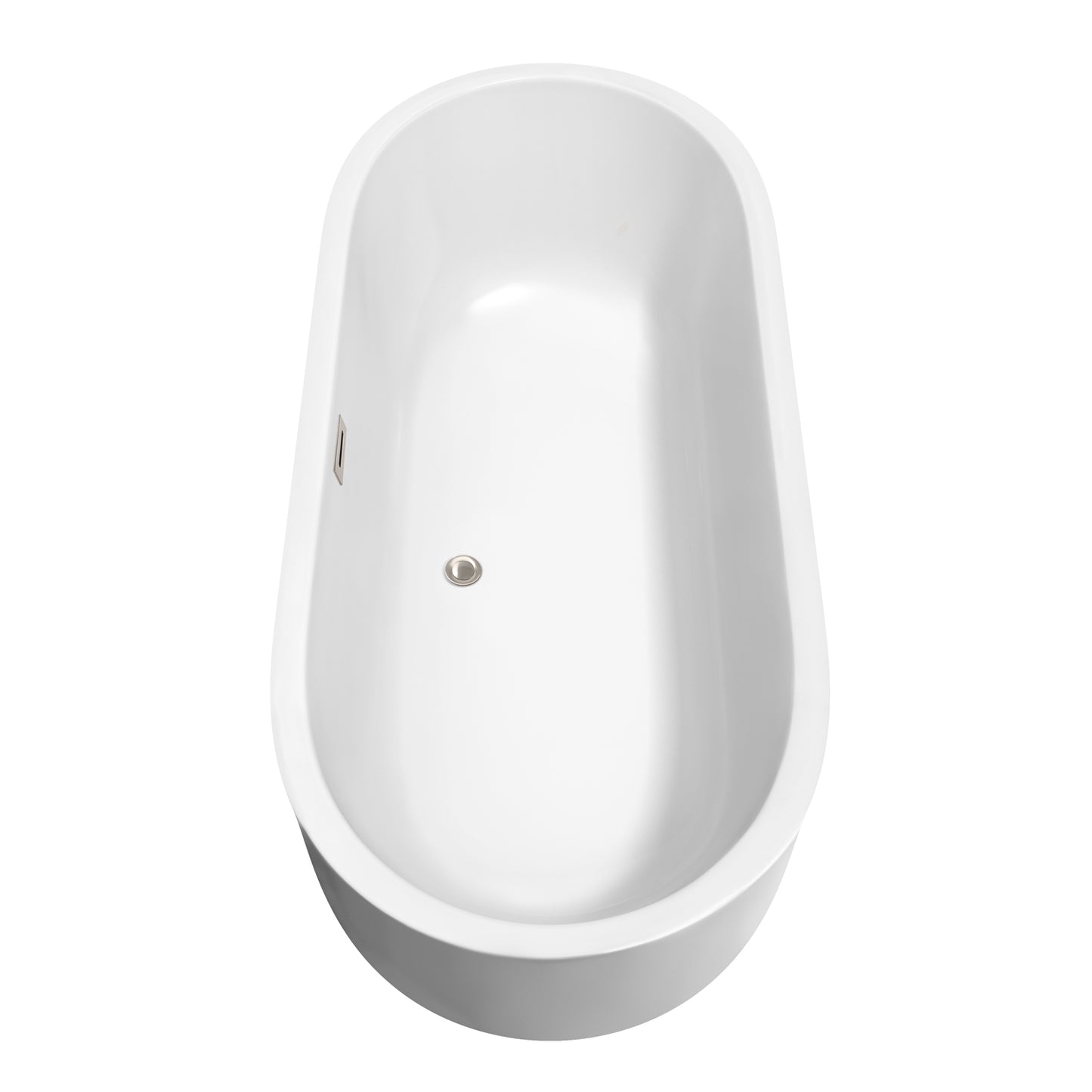 Juliette 71" Freestanding Bathtub in White, Brushed Nickel Drain, Overflow Trim