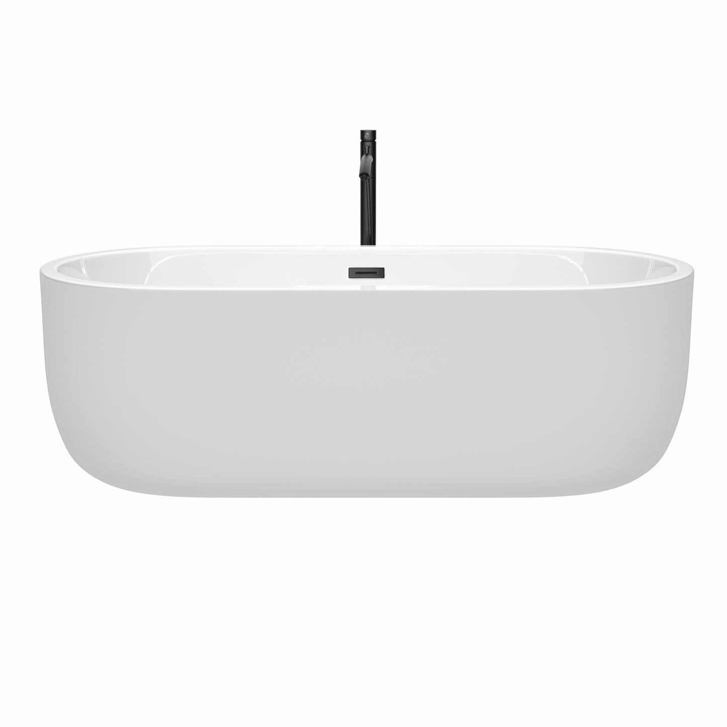 Juliette 71" Freestanding Bathtub in White, Overflow Trim in Matte Black