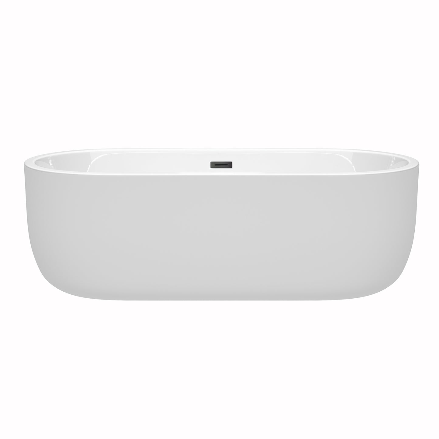 Juliette 71" Freestanding Bathtub in White, Matte Black Drain, Overflow Trim