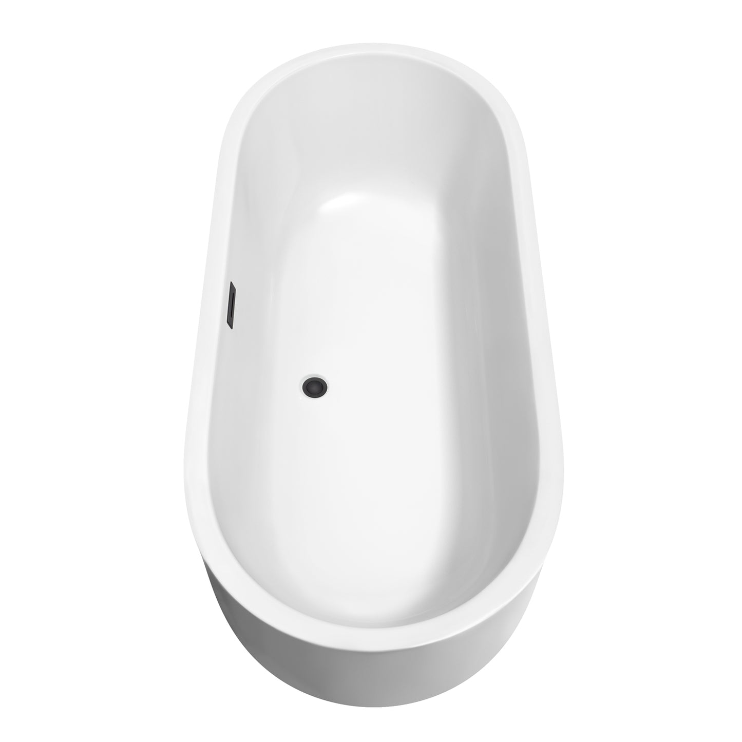 Juliette 71" Freestanding Bathtub in White, Matte Black Drain, Overflow Trim