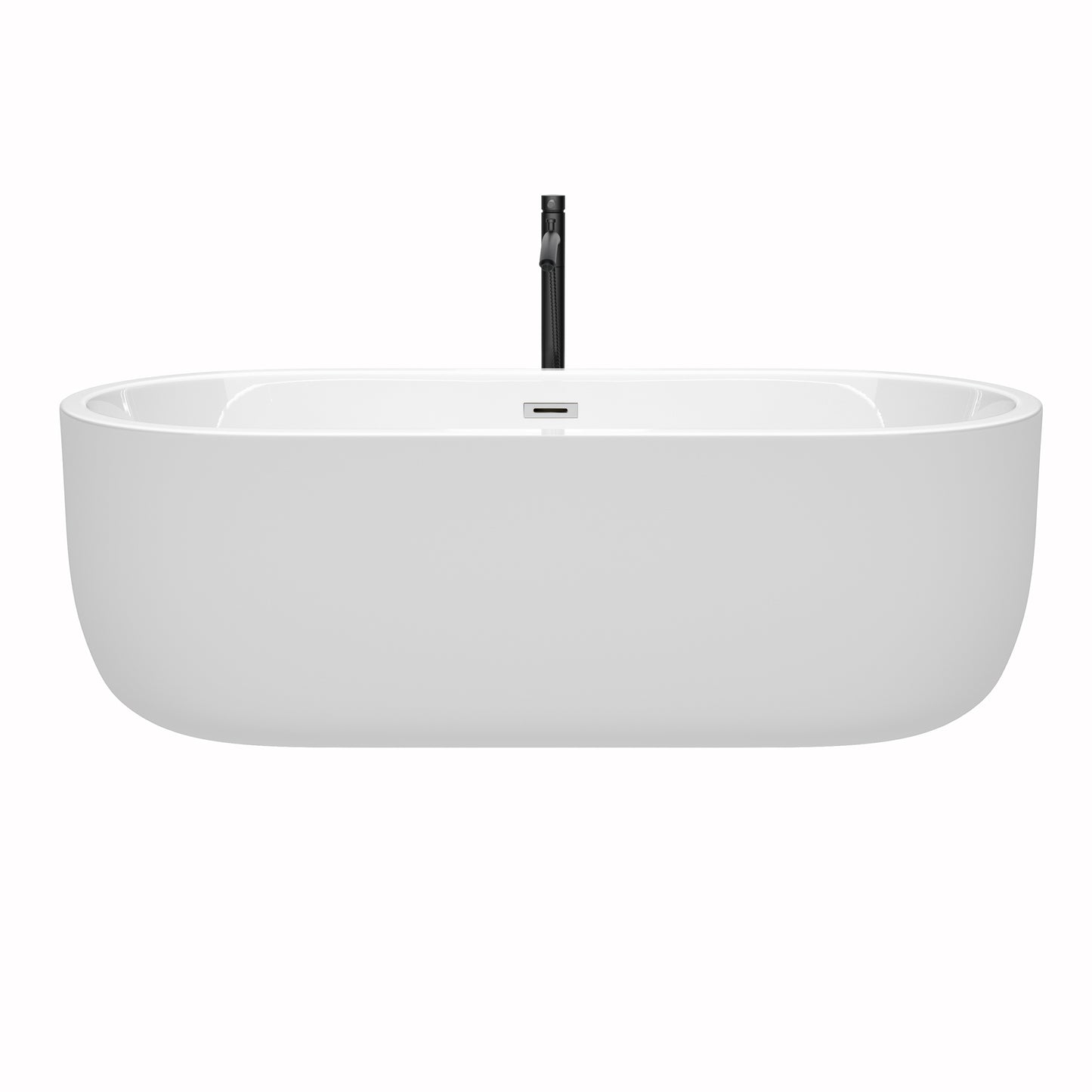 Juliette 71" Freestanding Bathtub in White, Chrome Trim, Faucet in Black