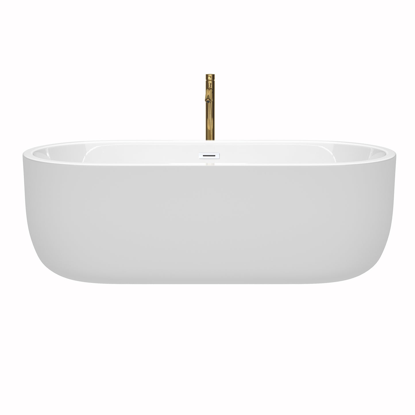 Juliette 71" Freestanding Bathtub in White, White Trim, Faucet in Brushed Gold