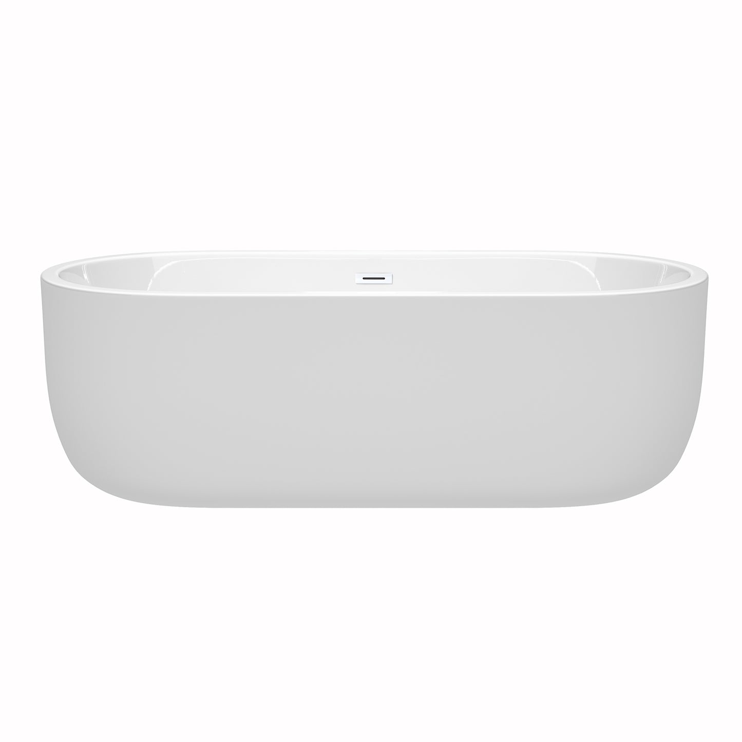 Juliette 71" Freestanding Bathtub in White, Shiny White Drain, Overflow Trim