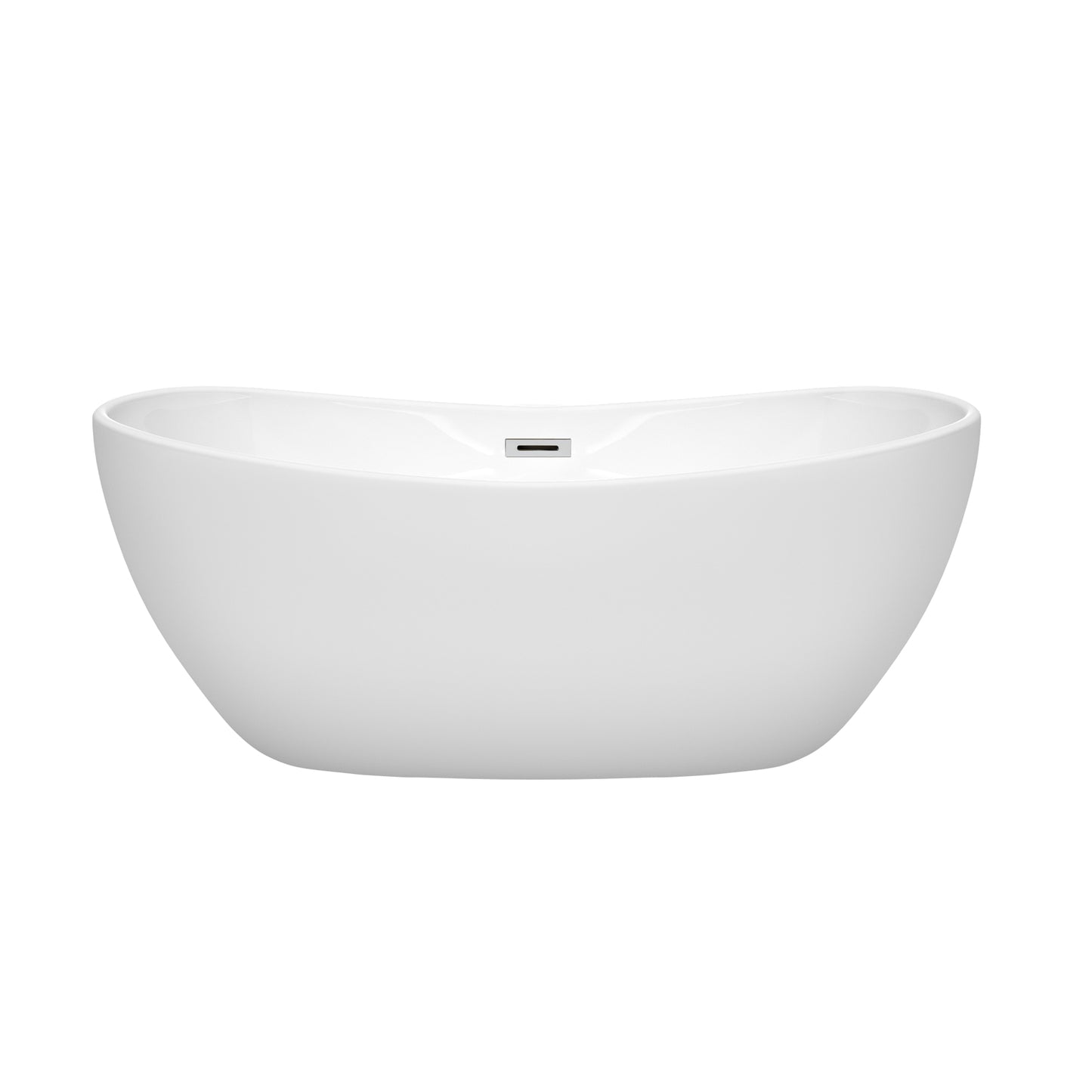 Rebecca 60" Freestanding Bathtub in White, Polished Chrome Drain, Overflow Trim