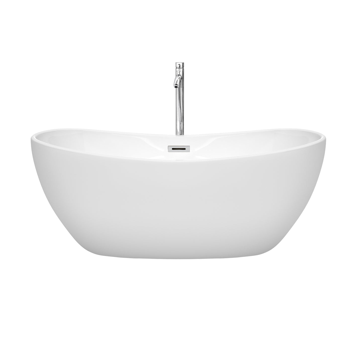 Rebecca 60" Freestanding Bathtub in White, Overflow Trim in Polished Chrome