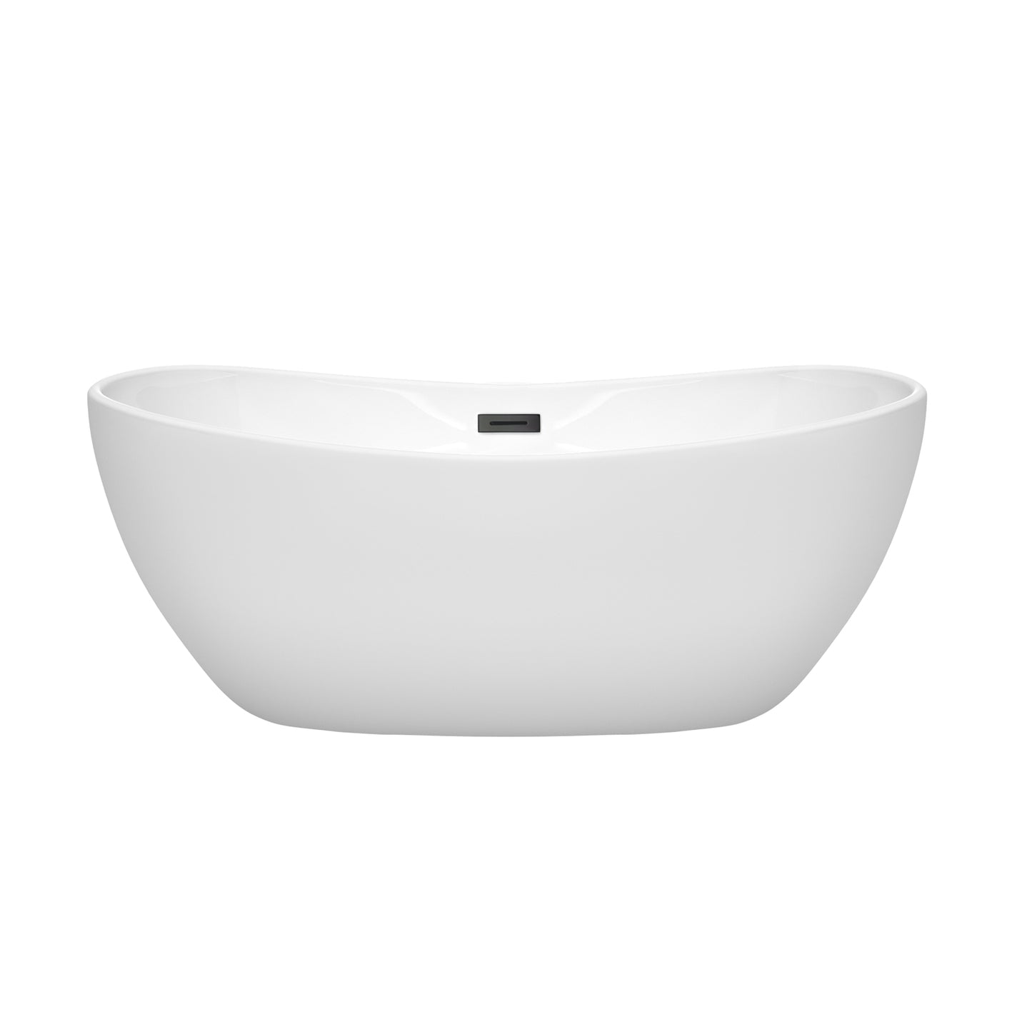 Rebecca 60" Freestanding Bathtub in White, Matte Black Drain, Overflow Trim