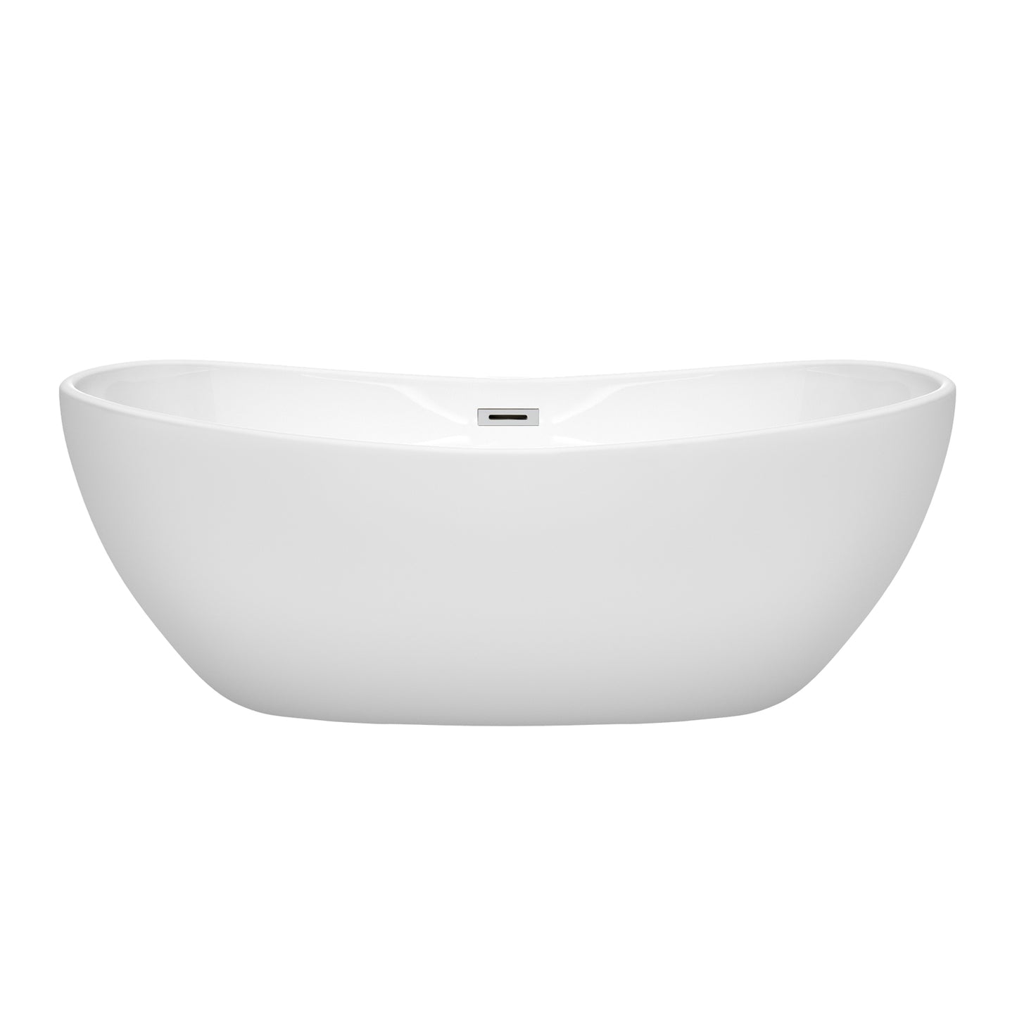 Rebecca 65" Freestanding Bathtub in White, Polished Chrome Drain, Overflow Trim