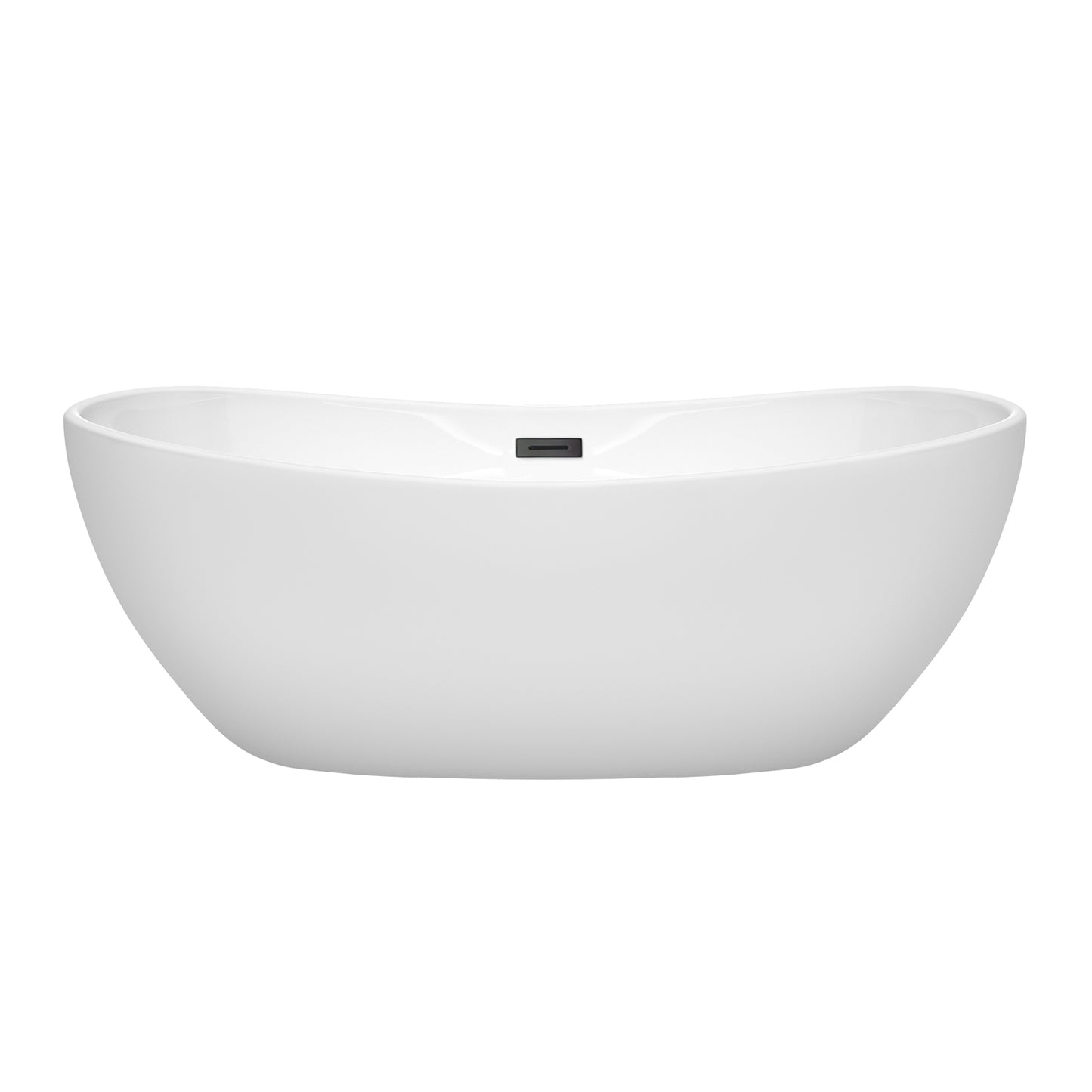 Rebecca 65" Freestanding Bathtub in White, Matte Black Drain, Overflow Trim