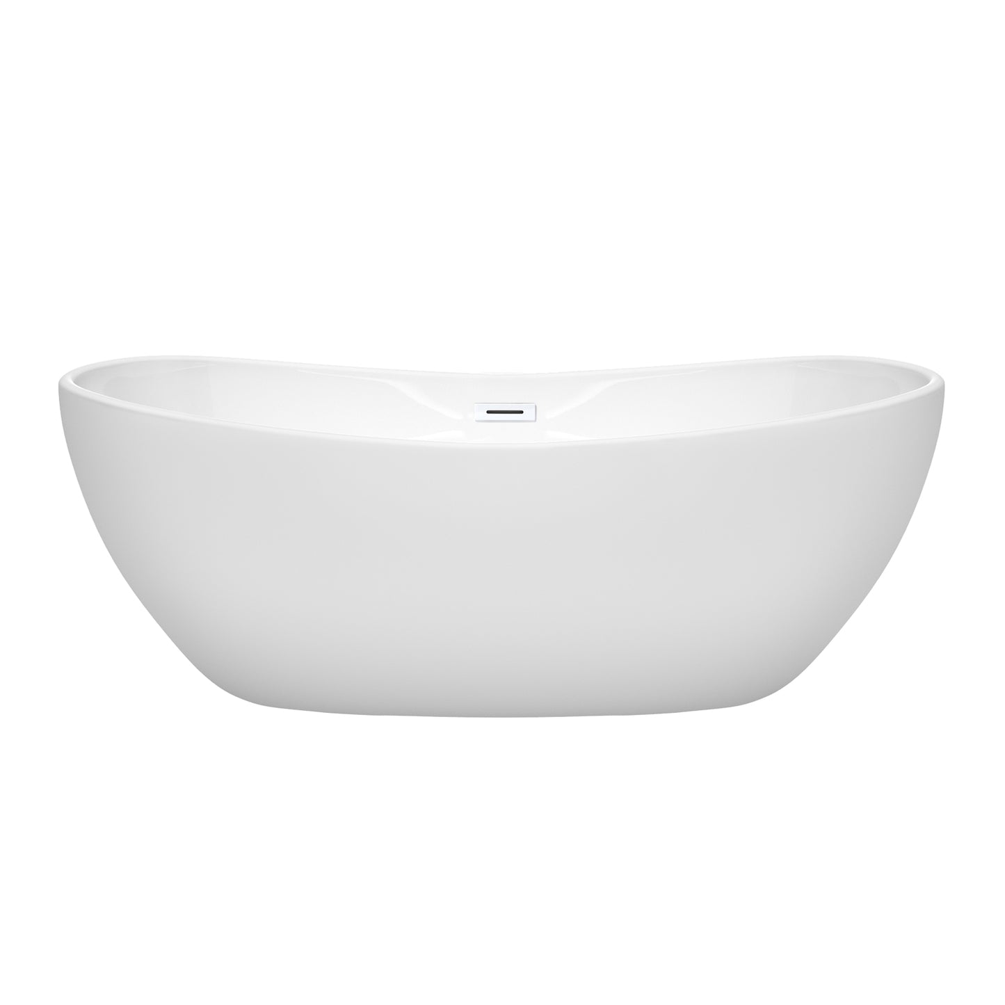 Rebecca 65" Freestanding Bathtub in White, Shiny White Drain, Overflow Trim