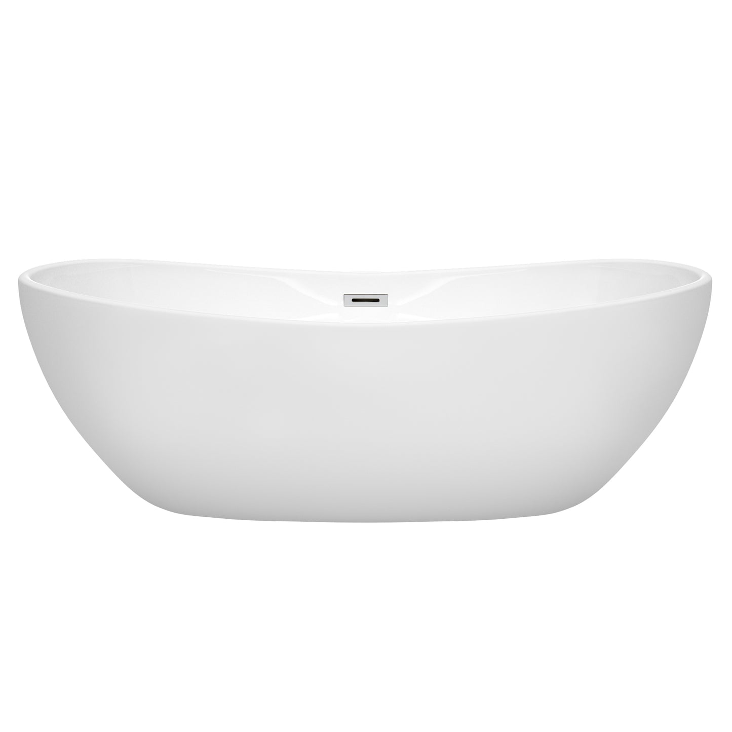 Rebecca 70" Freestanding Bathtub in White, Polished Chrome Drain, Overflow Trim