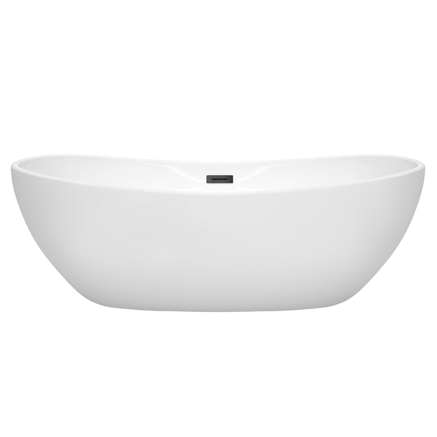 Rebecca 70" Freestanding Bathtub in White, Matte Black Drain, Overflow Trim