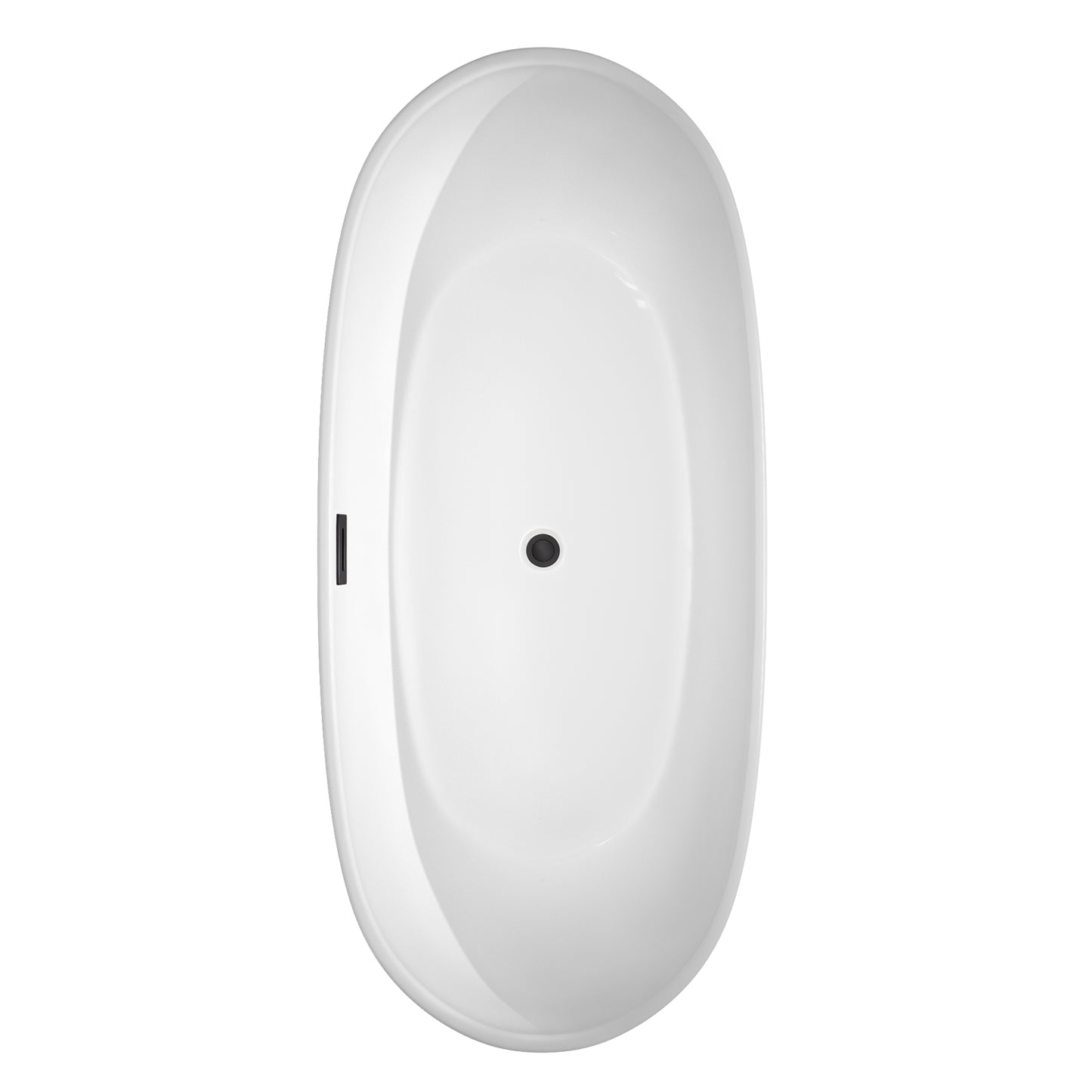 Rebecca 70" Freestanding Bathtub in White, Matte Black Drain, Overflow Trim