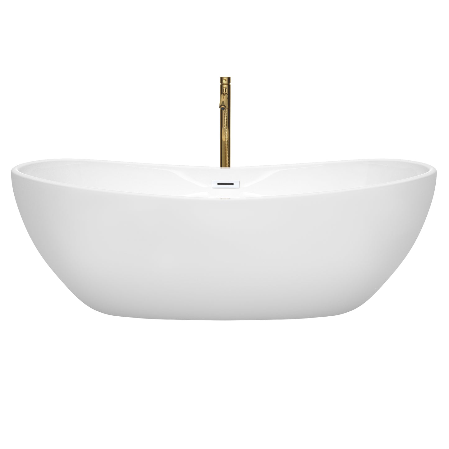 Rebecca 70" Freestanding Bathtub in White, White Trim, Faucet in Brushed Gold