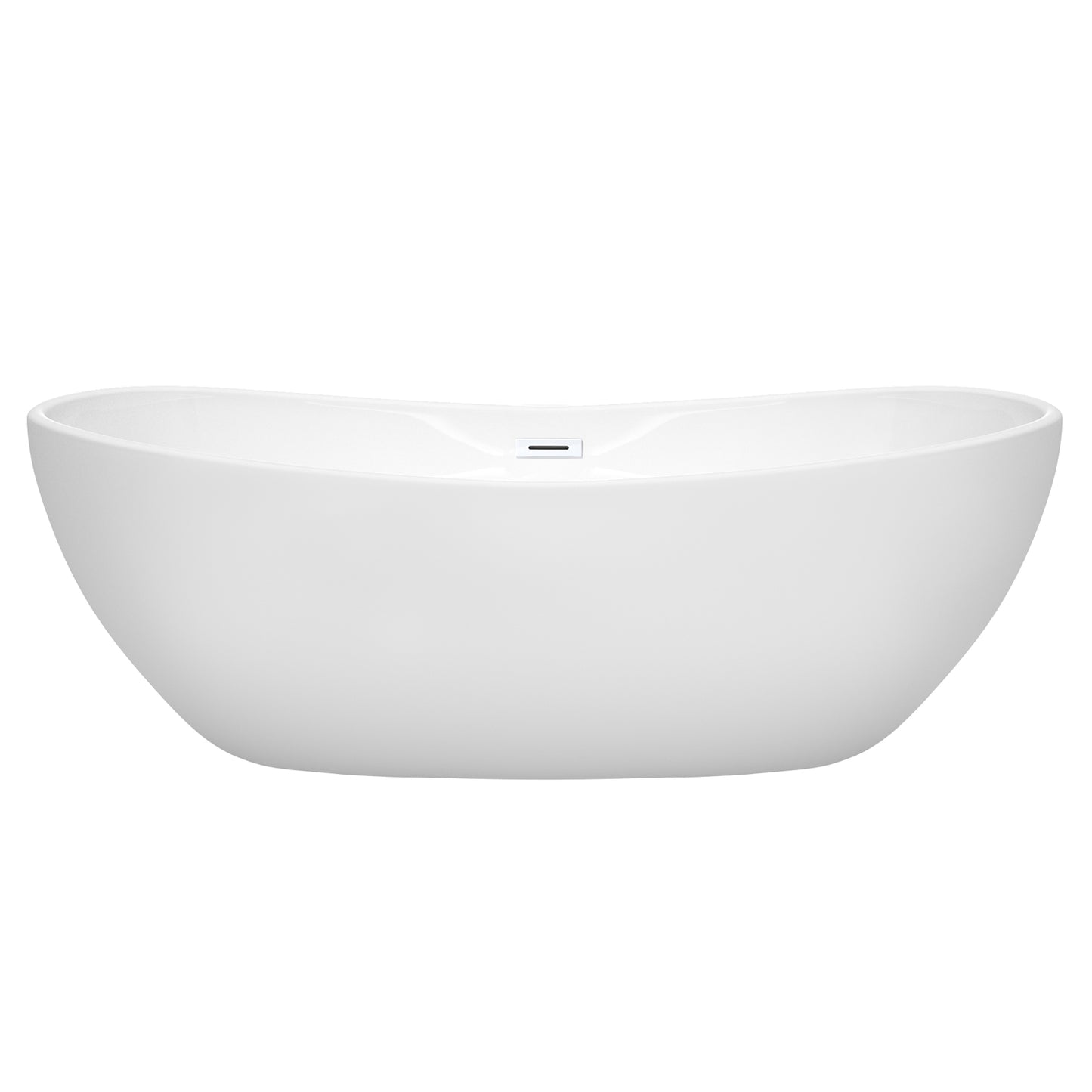 Rebecca 70" Freestanding Bathtub in White, Shiny White Drain, Overflow Trim