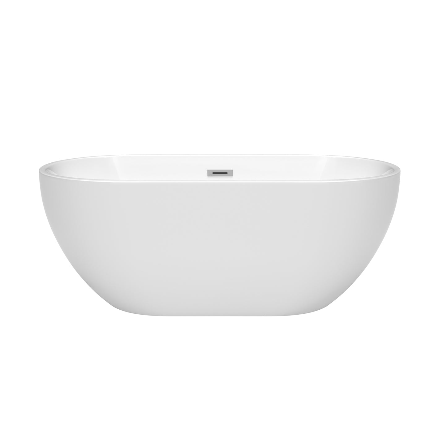 Brooklyn 60" Freestanding Bathtub in White, Polished Chrome Drain, Overflow Trim