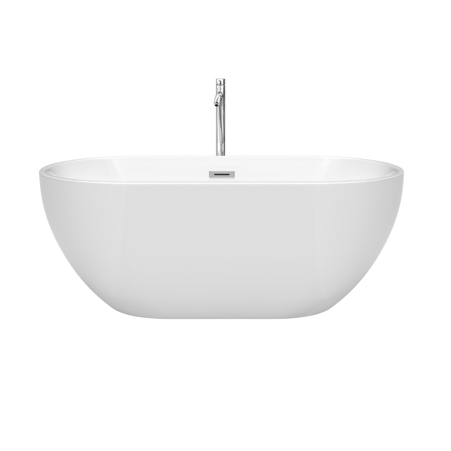 Brooklyn 60" Freestanding Bathtub in White, Overflow Trim in Polished Chrome