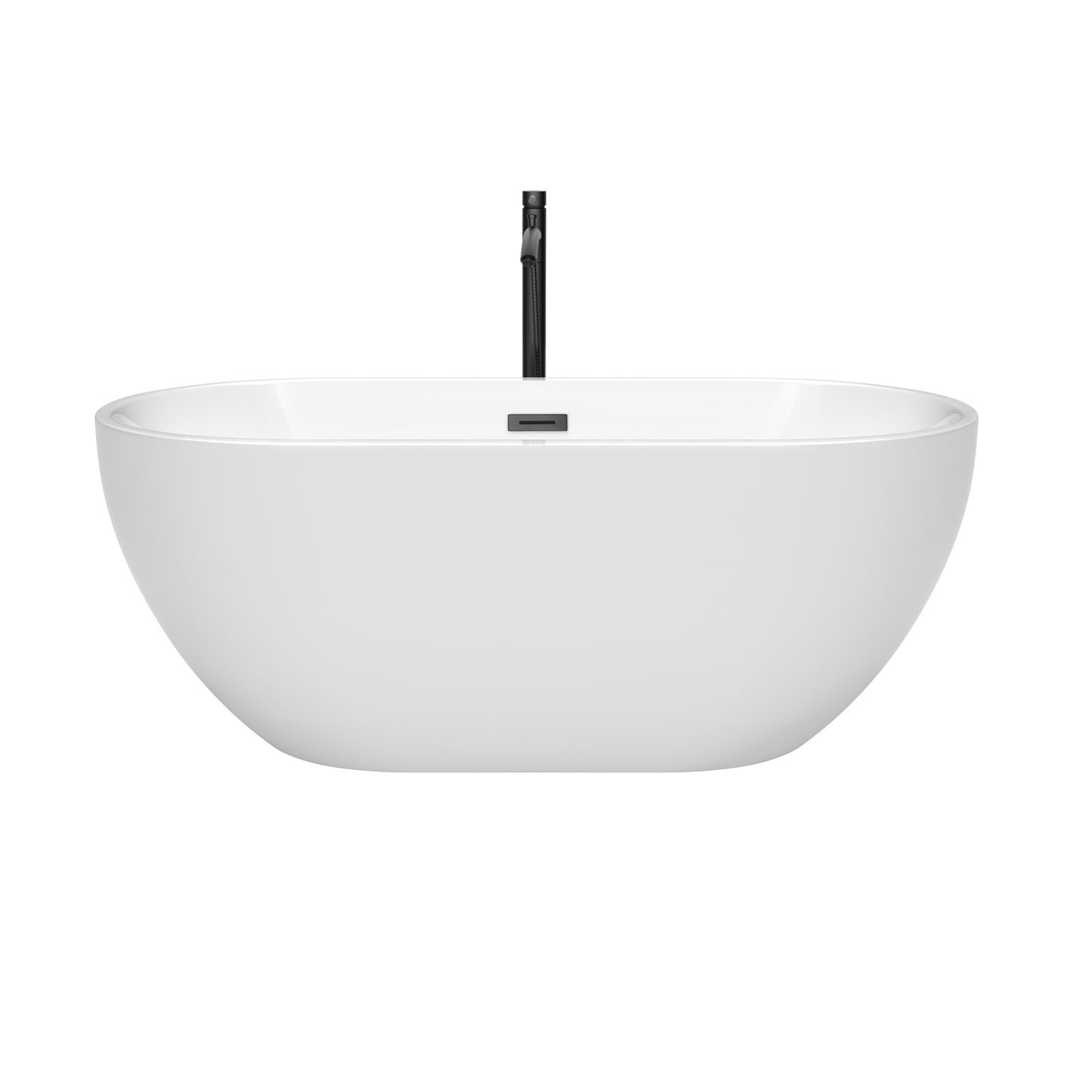 Brooklyn 60" Freestanding Bathtub in White, Overflow Trim in Matte Black