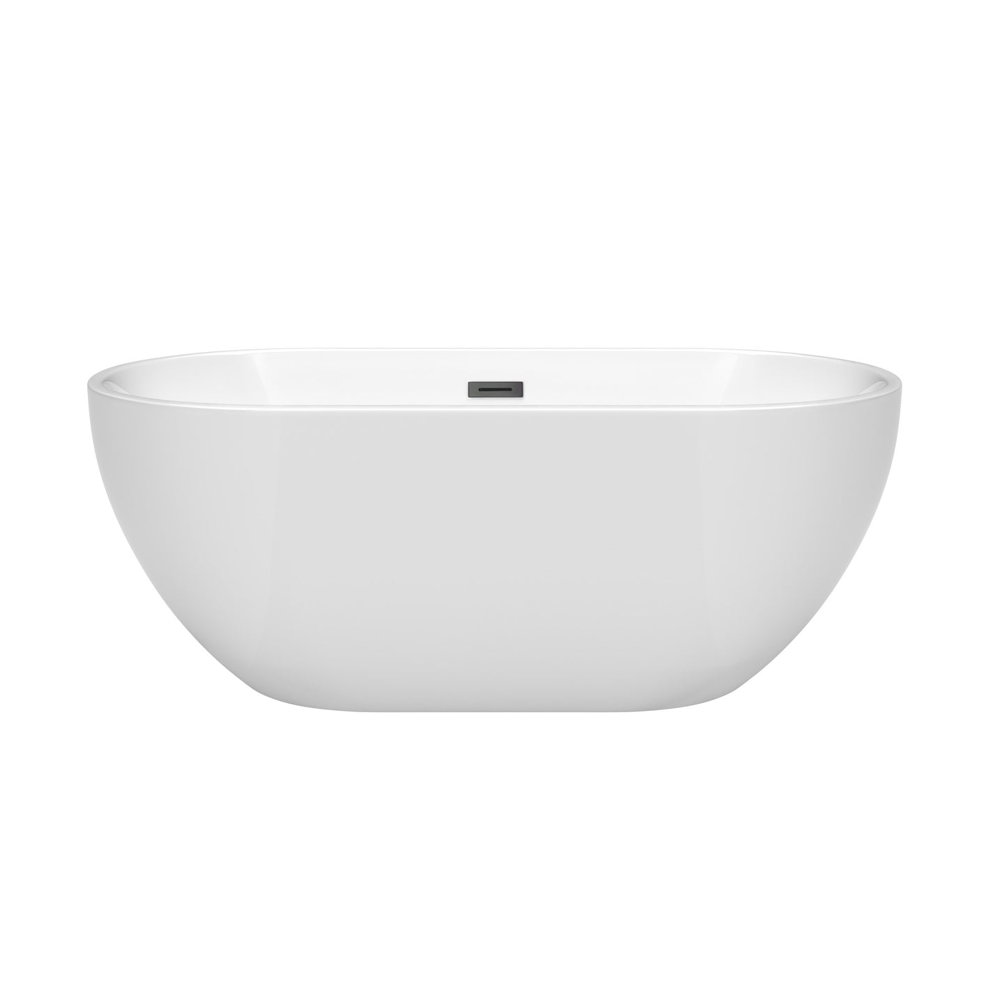 Brooklyn 60" Freestanding Bathtub in White, Matte Black Drain, Overflow Trim