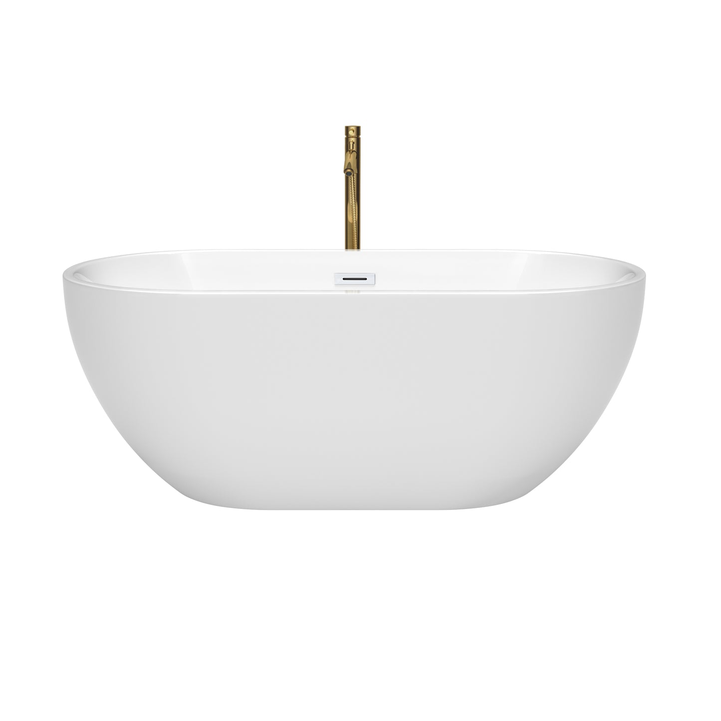 Brooklyn 60" Freestanding Bathtub in White, White Trim, Faucet in Brushed Gold