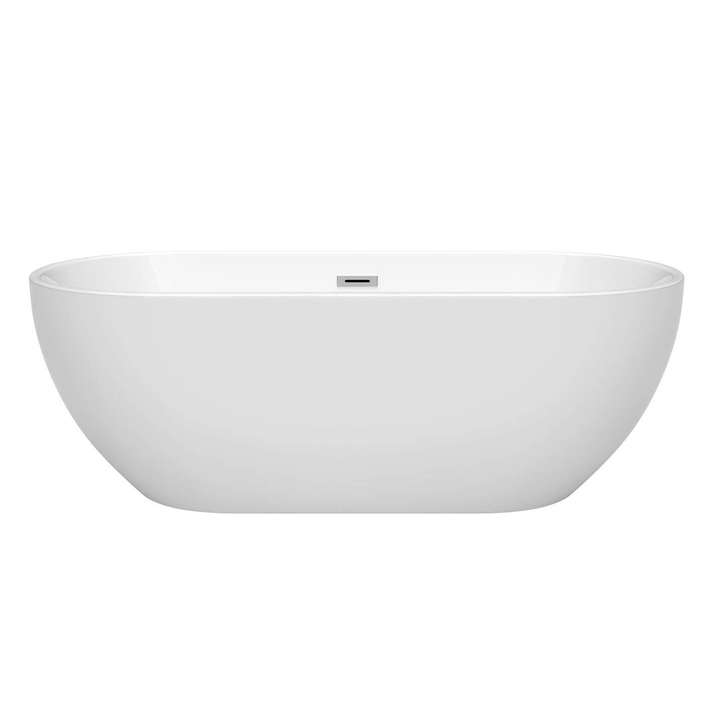 Brooklyn 67" Freestanding Bathtub in White, Polished Chrome Drain, Overflow Trim