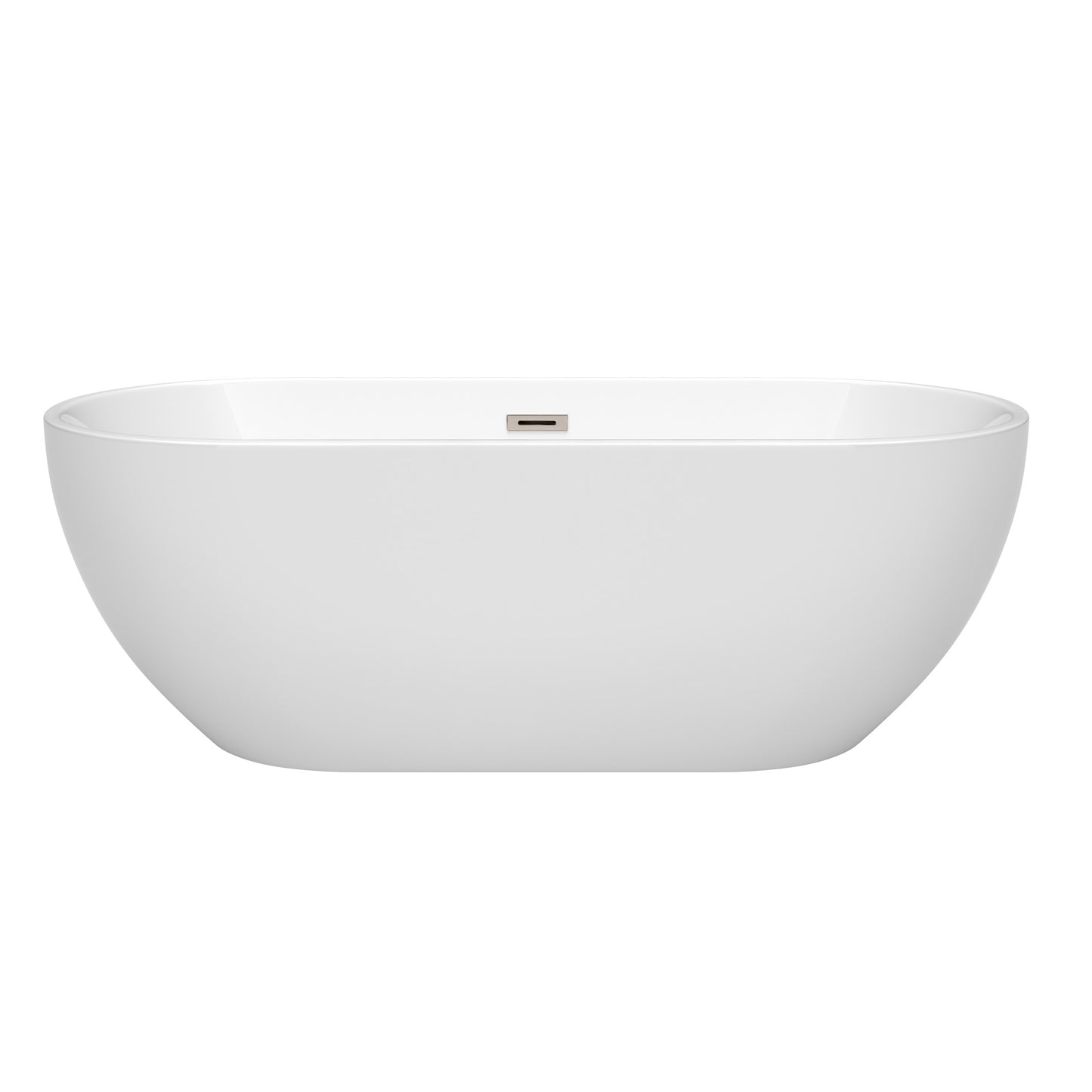 Brooklyn 67" Freestanding Bathtub in White, Brushed Nickel Drain, Overflow Trim