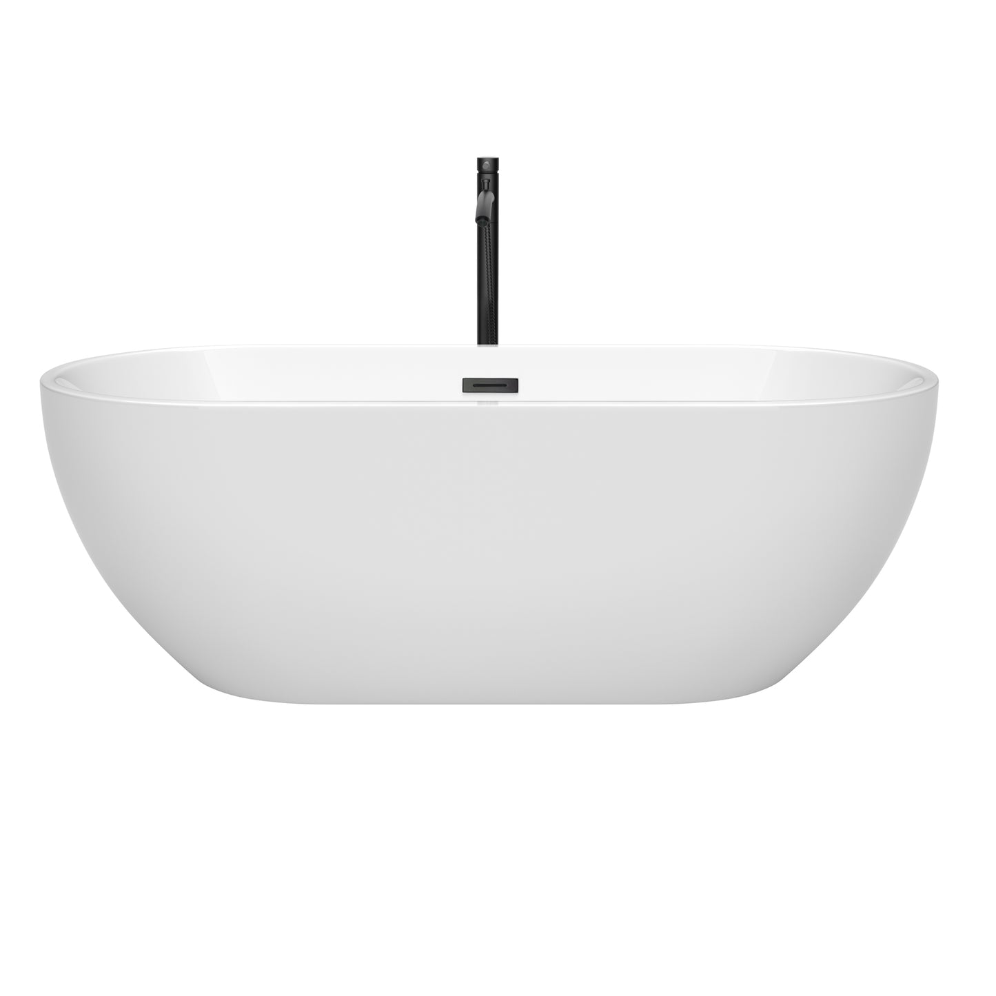 Brooklyn 67" Freestanding Bathtub in White, Overflow Trim in Matte Black