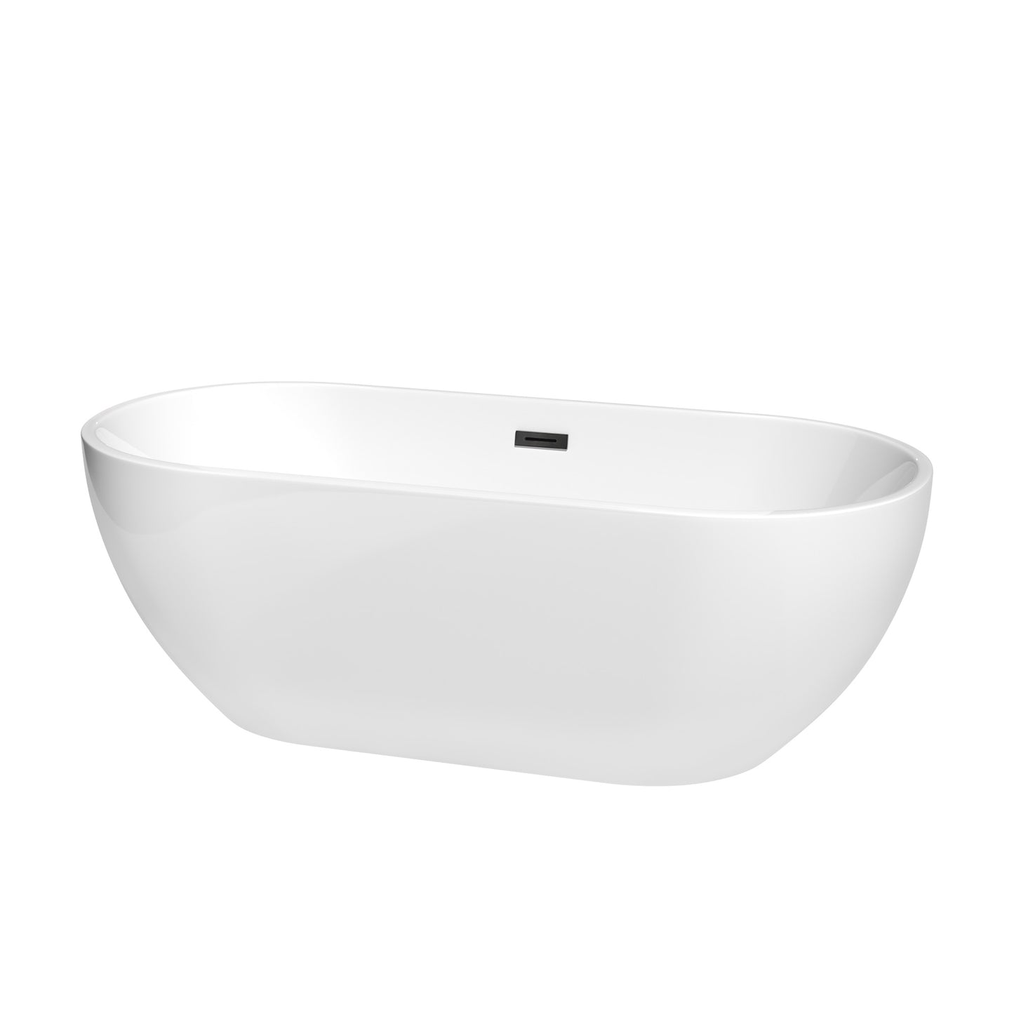 Brooklyn 67" Freestanding Bathtub in White, Matte Black Drain, Overflow Trim