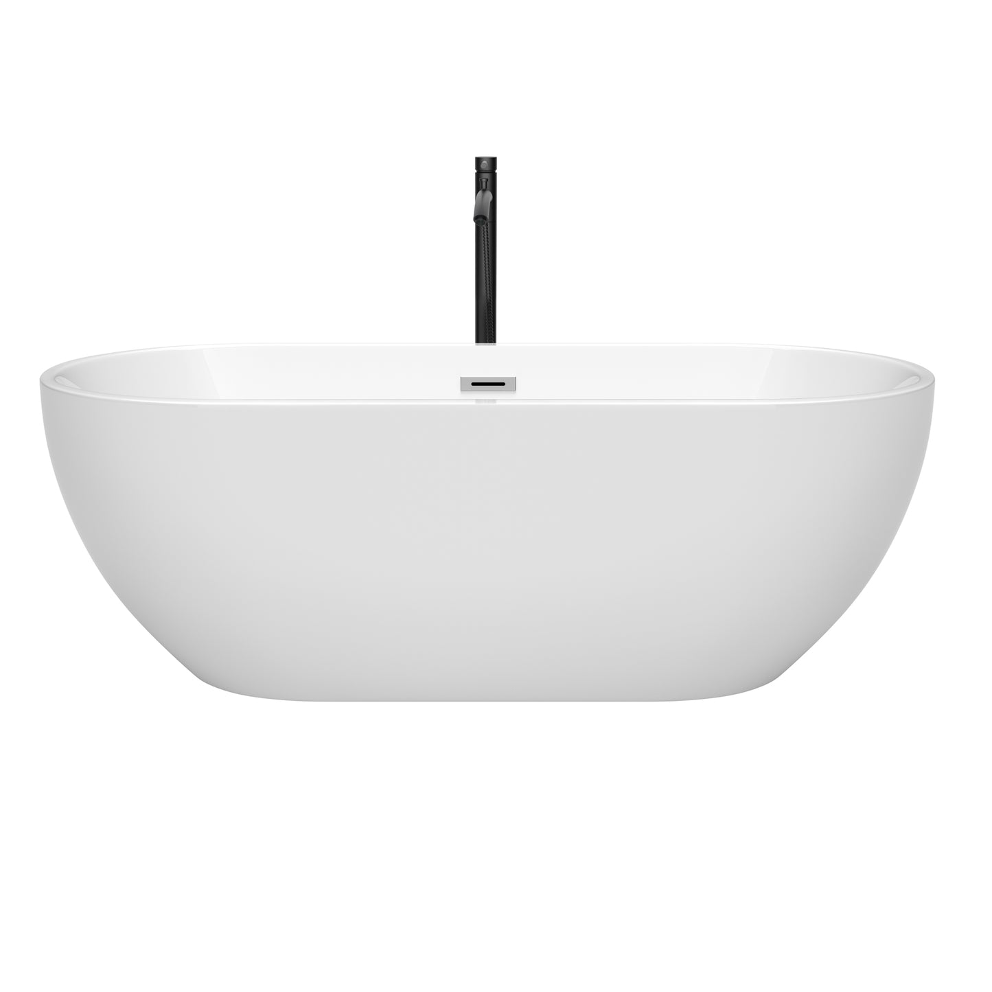 Brooklyn 67" Freestanding Bathtub in White, Chrome Trim, Faucet in Black