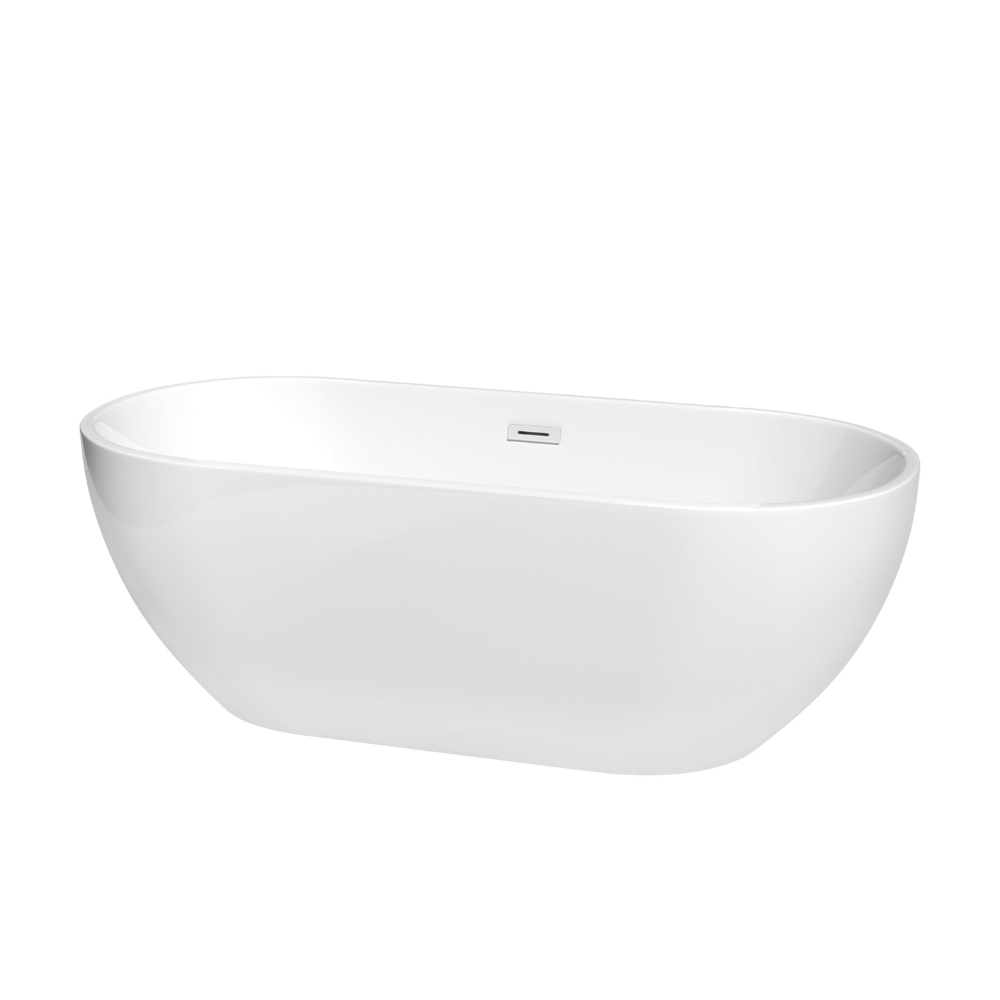 Brooklyn 67" Freestanding Bathtub in White, Shiny White Drain, Overflow Trim