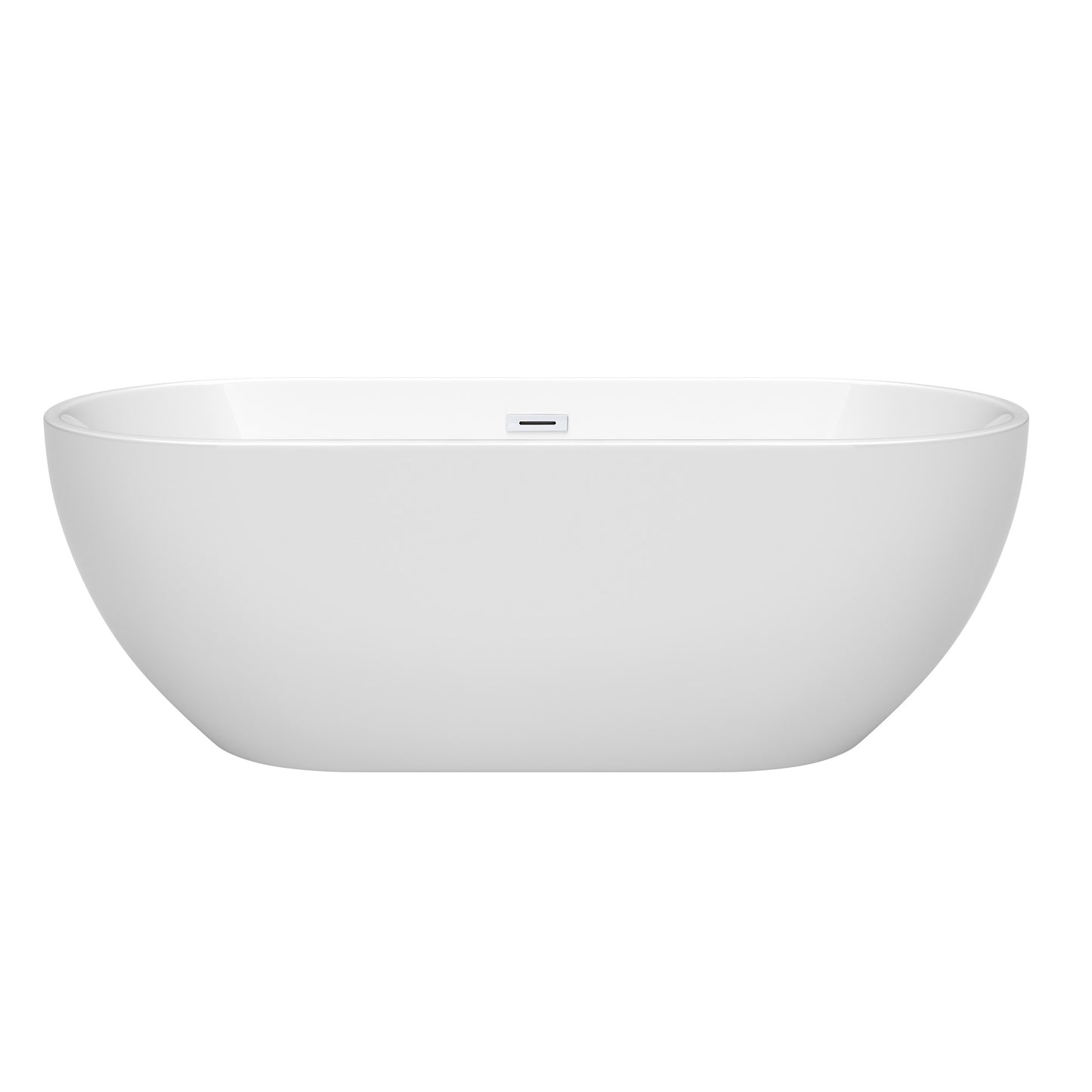 Brooklyn 67" Freestanding Bathtub in White, Shiny White Drain, Overflow Trim