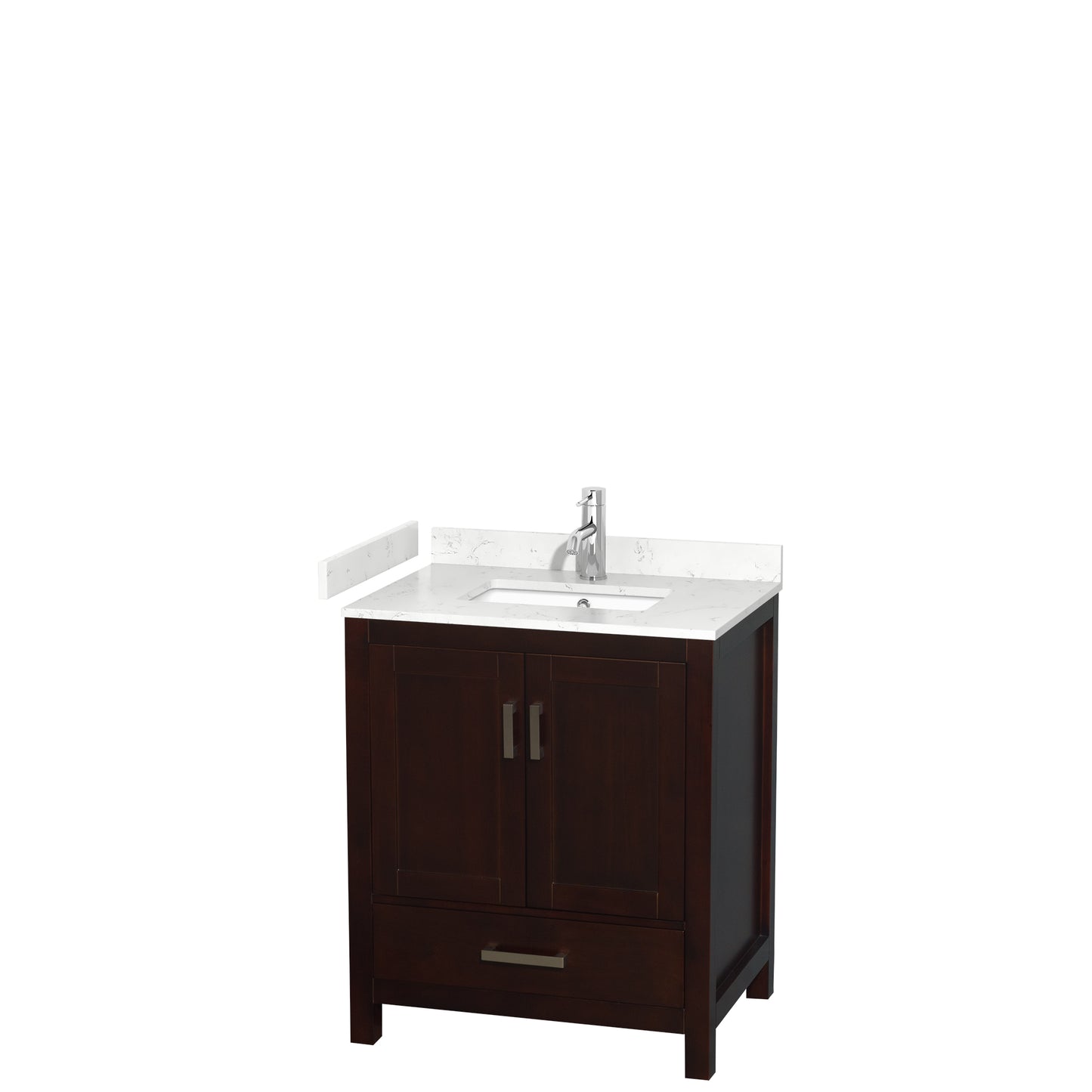 Sheffield 30" Single Vanity in Espresso, Carrara Marble Top, Square No Mirror