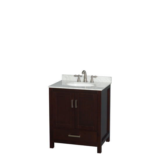 Sheffield 30" Single Vanity in Espresso, Top, Oval Sink, No Mirror