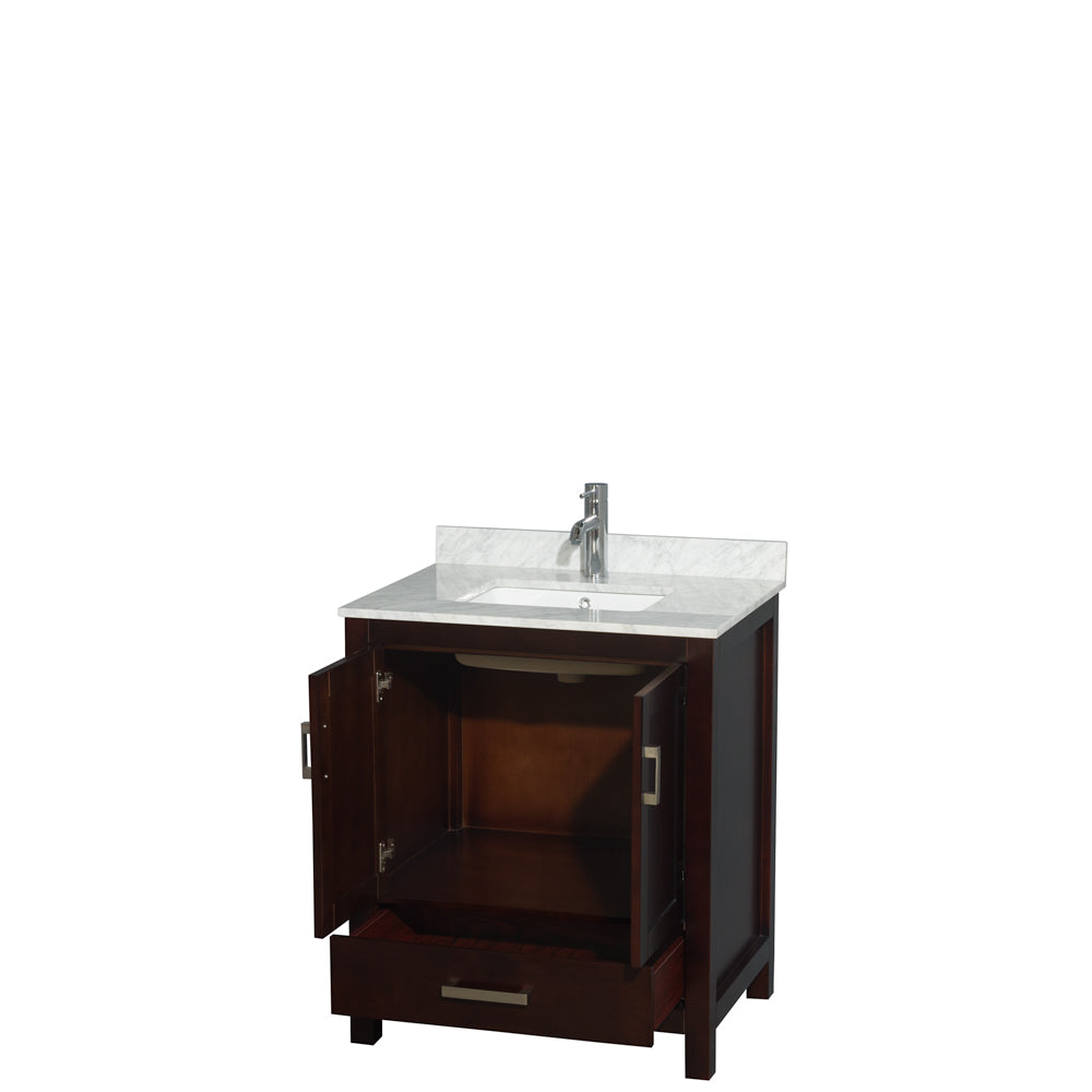 Sheffield 30" Single Vanity in Espresso, Top, Square Sink, No Mirror