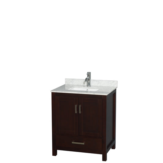 Sheffield 30" Single Vanity in Espresso, Top, Square Sink, No Mirror