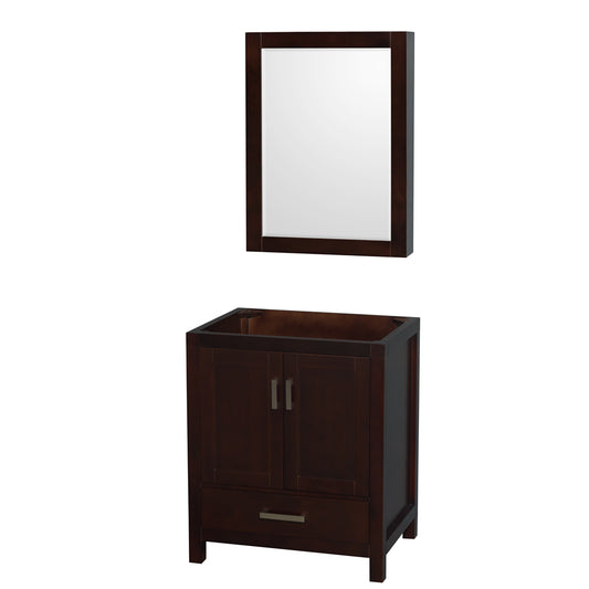 Sheffield 30" Single Vanity in Espresso, No top, No Sink, Medicine Cabinet