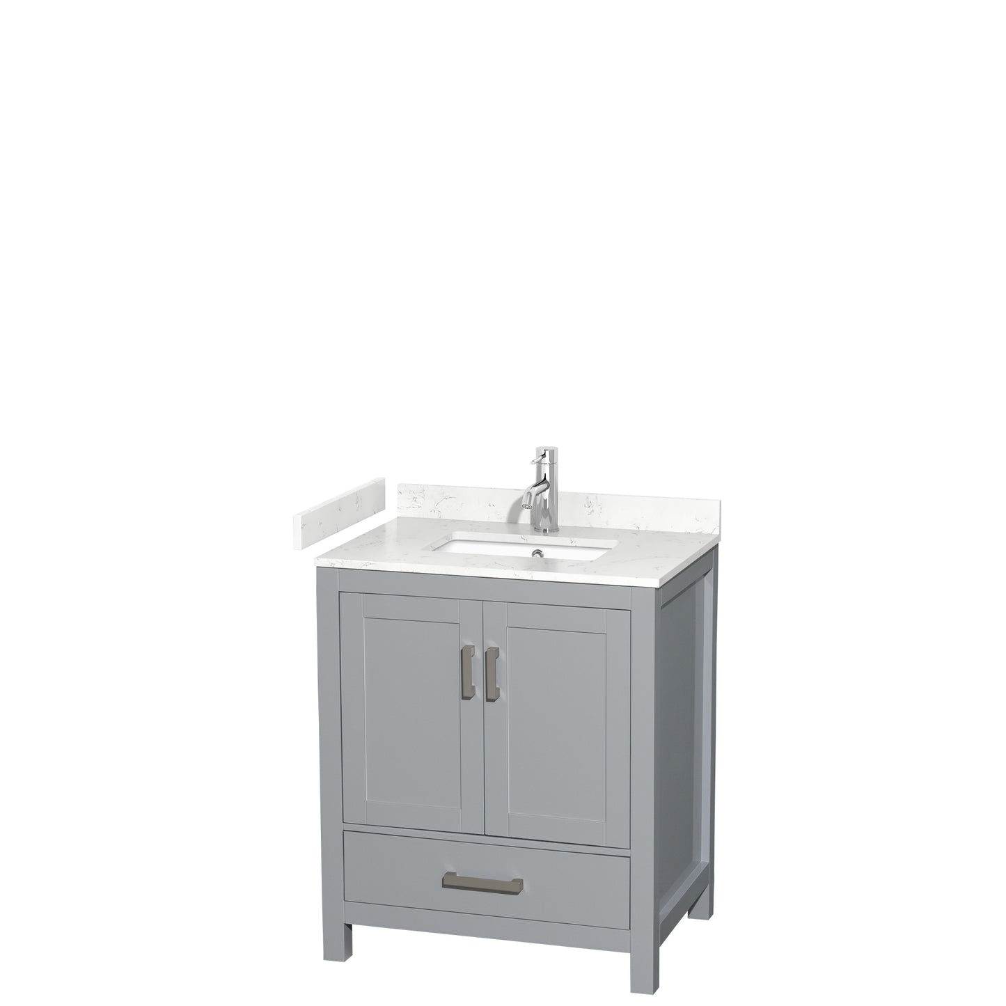 Sheffield 30" Single Vanity in Gray, Carrara Marble Top, Square No Mirror