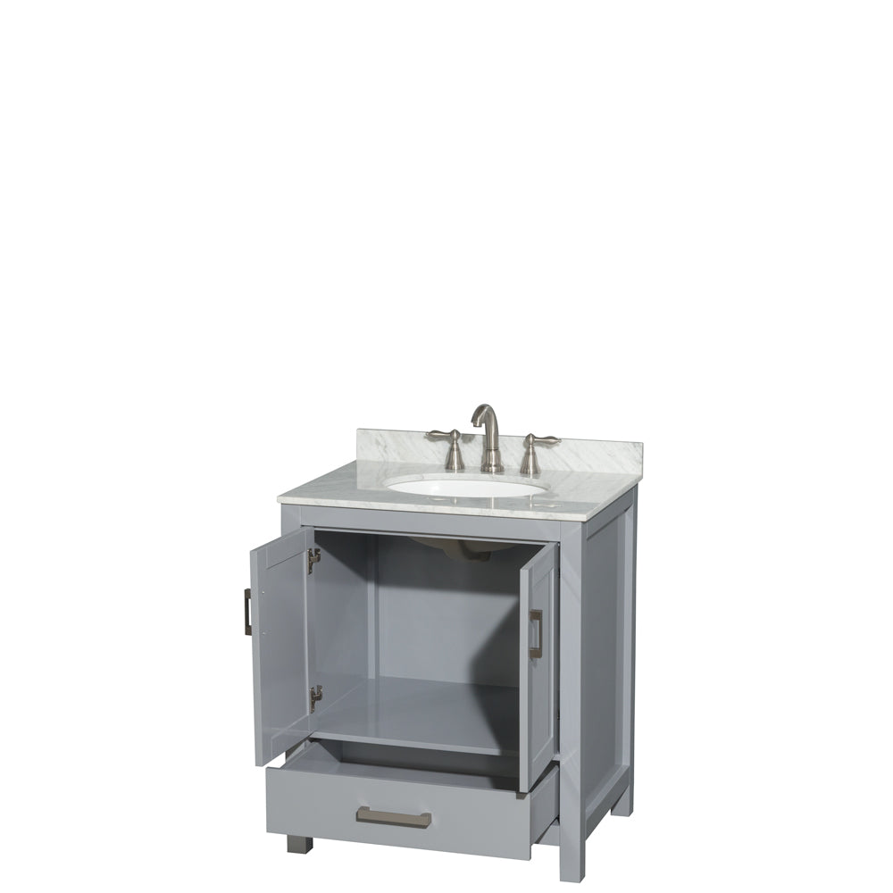 Sheffield 30" Single Vanity in Gray, Top, Oval Sink, No Mirror