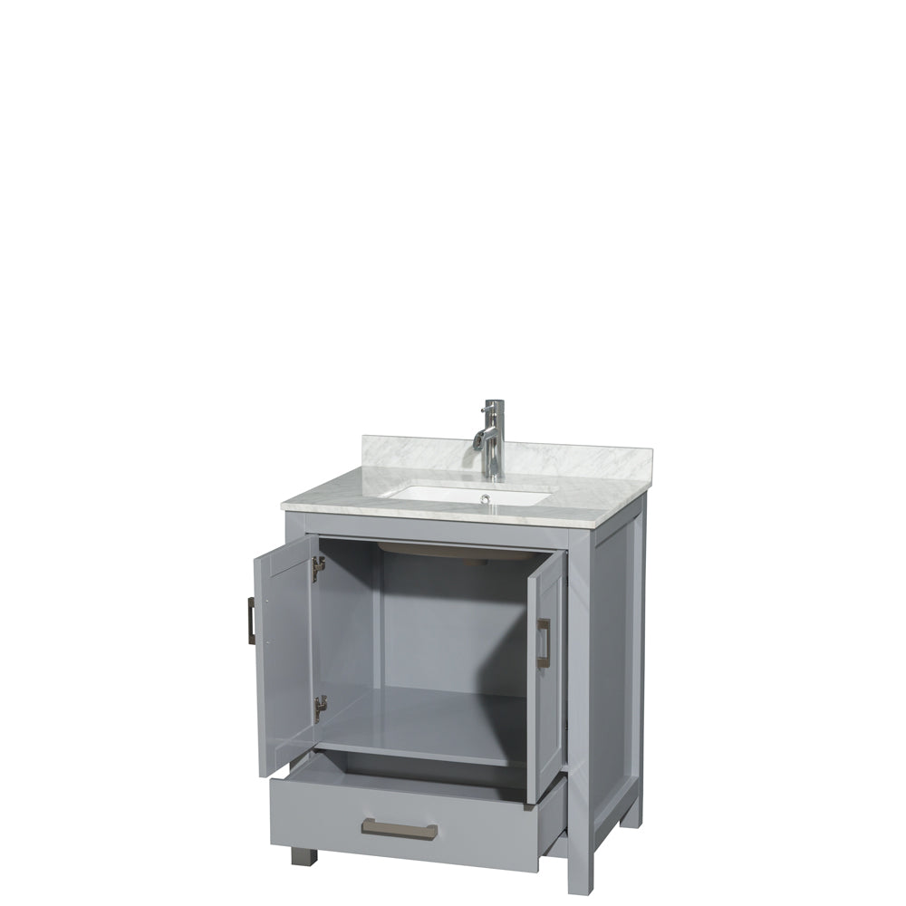 Sheffield 30" Single Vanity in Gray, Top, Square Sink, No Mirror