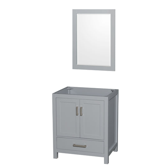 Sheffield 30" Single Vanity in Gray, No Top, No Sink, 24" Mirror