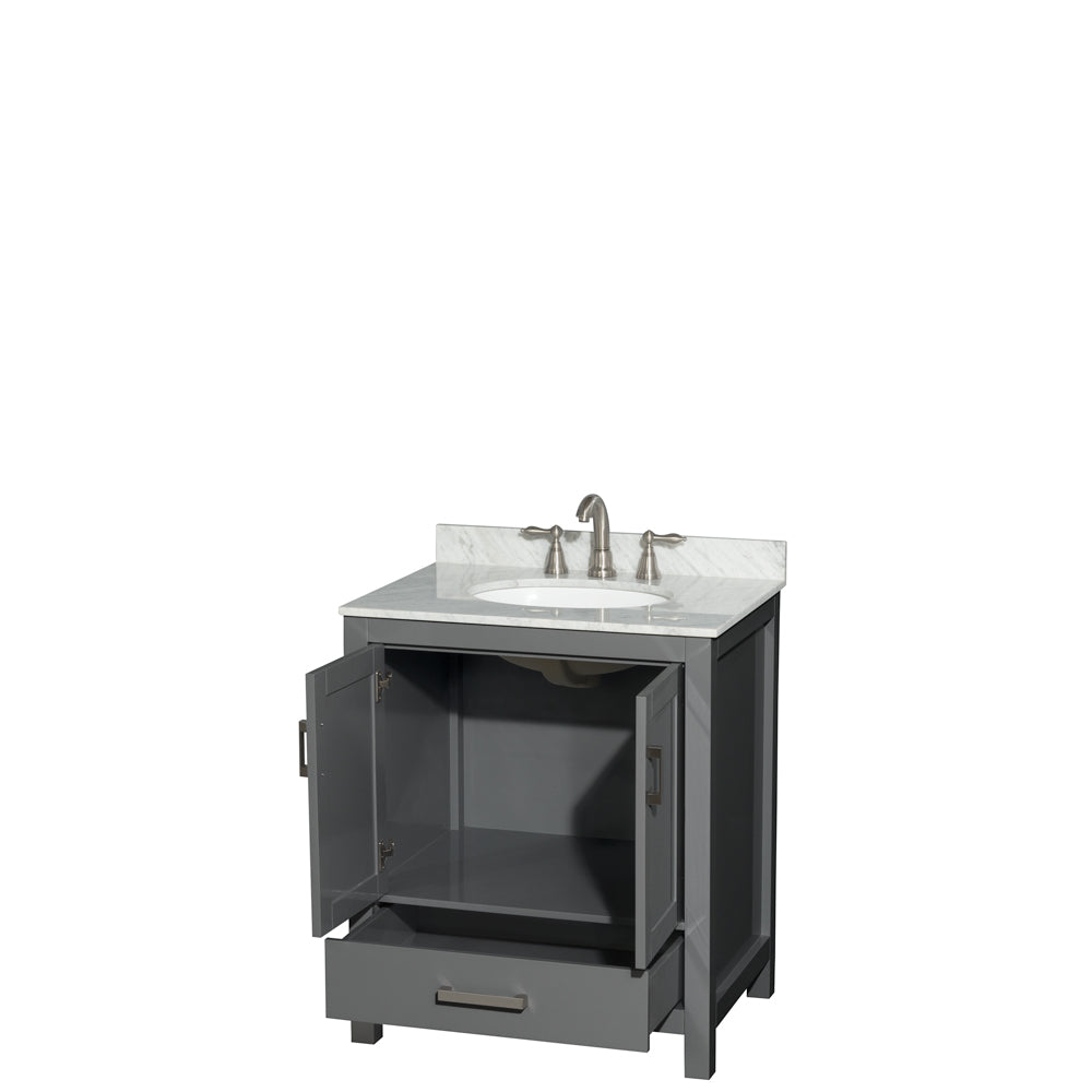 Sheffield 30" Single Vanity in Dark Gray, Top, Oval Sink, No Mirror