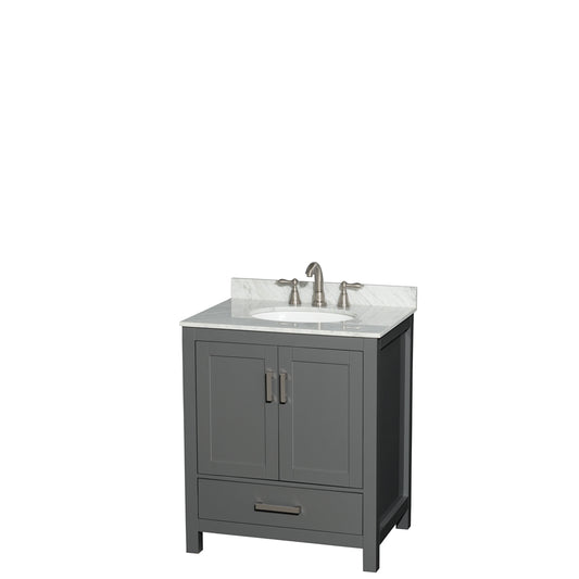 Sheffield 30" Single Vanity in Dark Gray, Top, Oval Sink, No Mirror