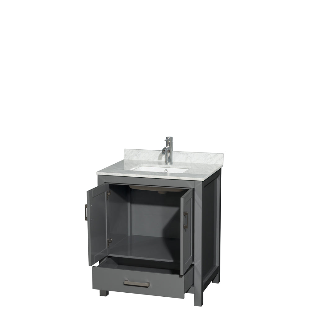 Sheffield 30" Single Vanity in Dark Gray, Top, Square Sink, No Mirror