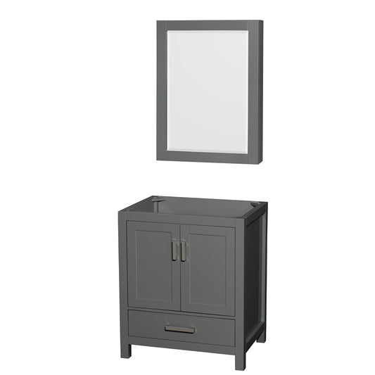 Sheffield 30 inch Single Bathroom Vanity in Dark Gray, No Countertop, No Sink, and Medicine Cabinet