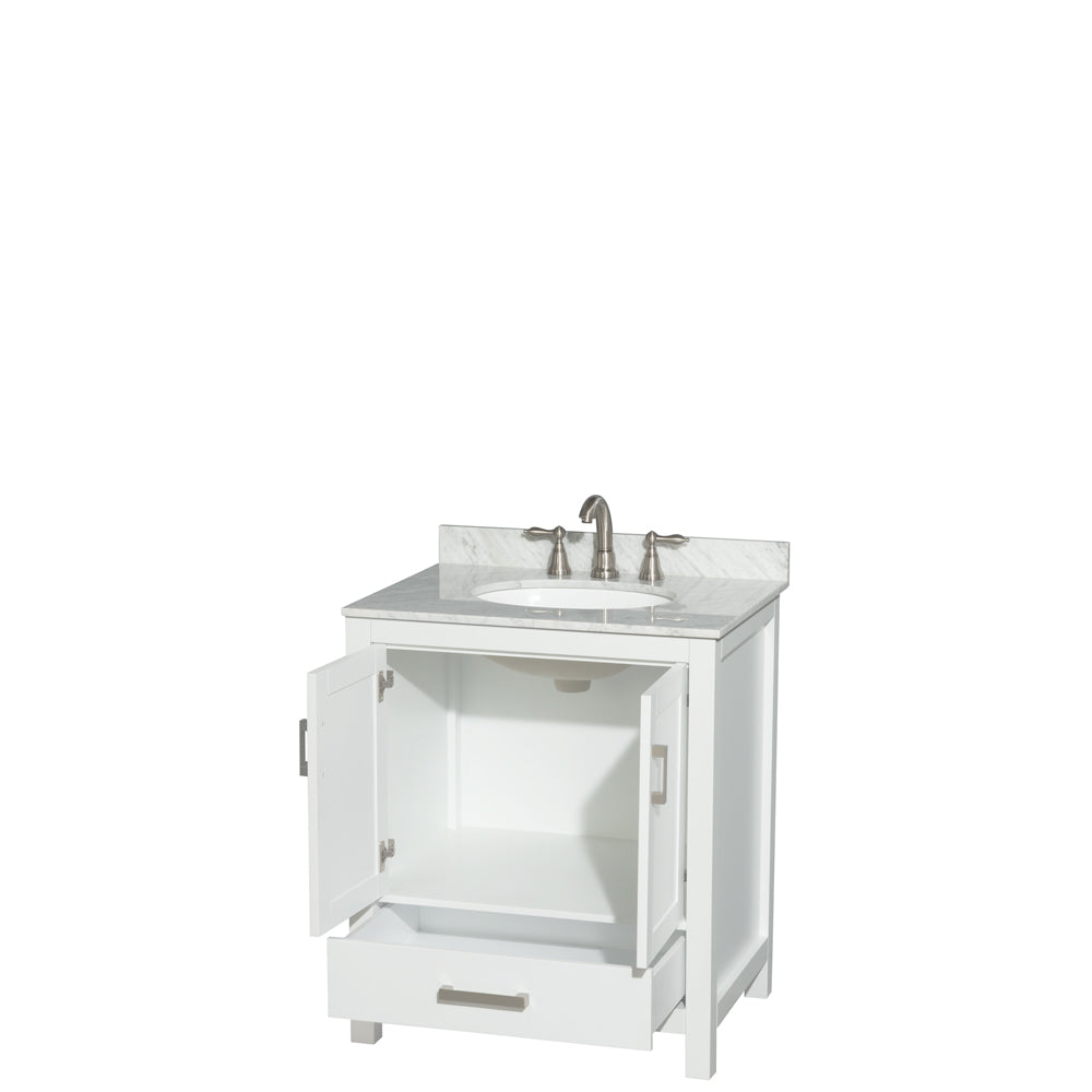 Sheffield 30" Single Vanity in White, Top, Oval Sink, No Mirror