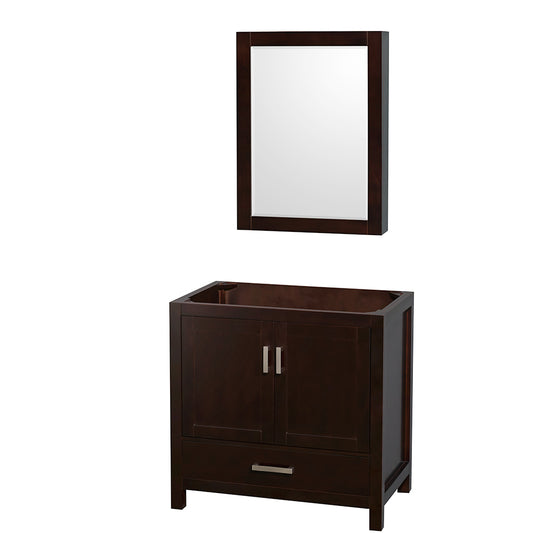 Sheffield 36" Single Vanity in Espresso, No top, No Sink, Medicine Cabinet