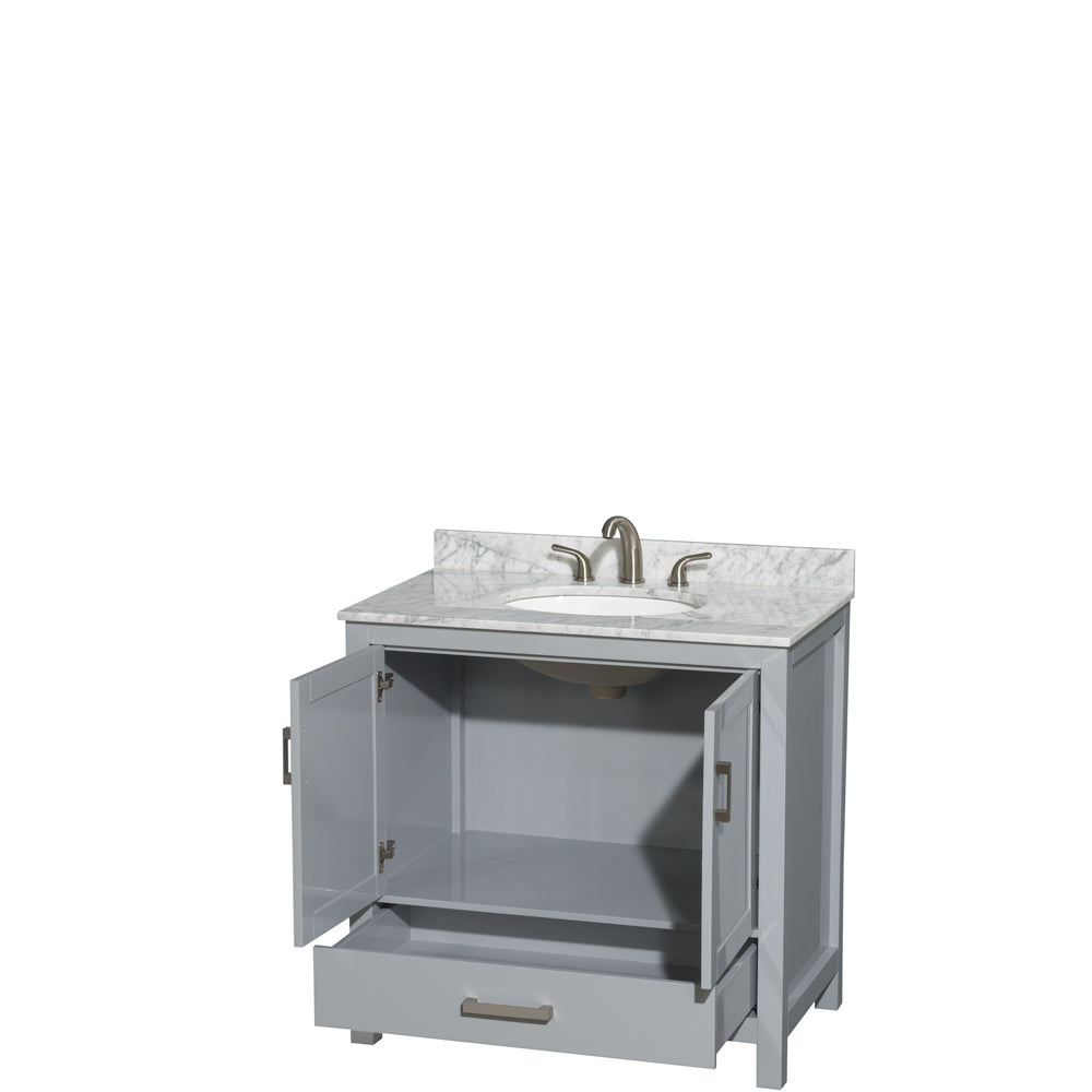 Sheffield 36" Single Vanity in Gray, Top, Oval Sink, No Mirror